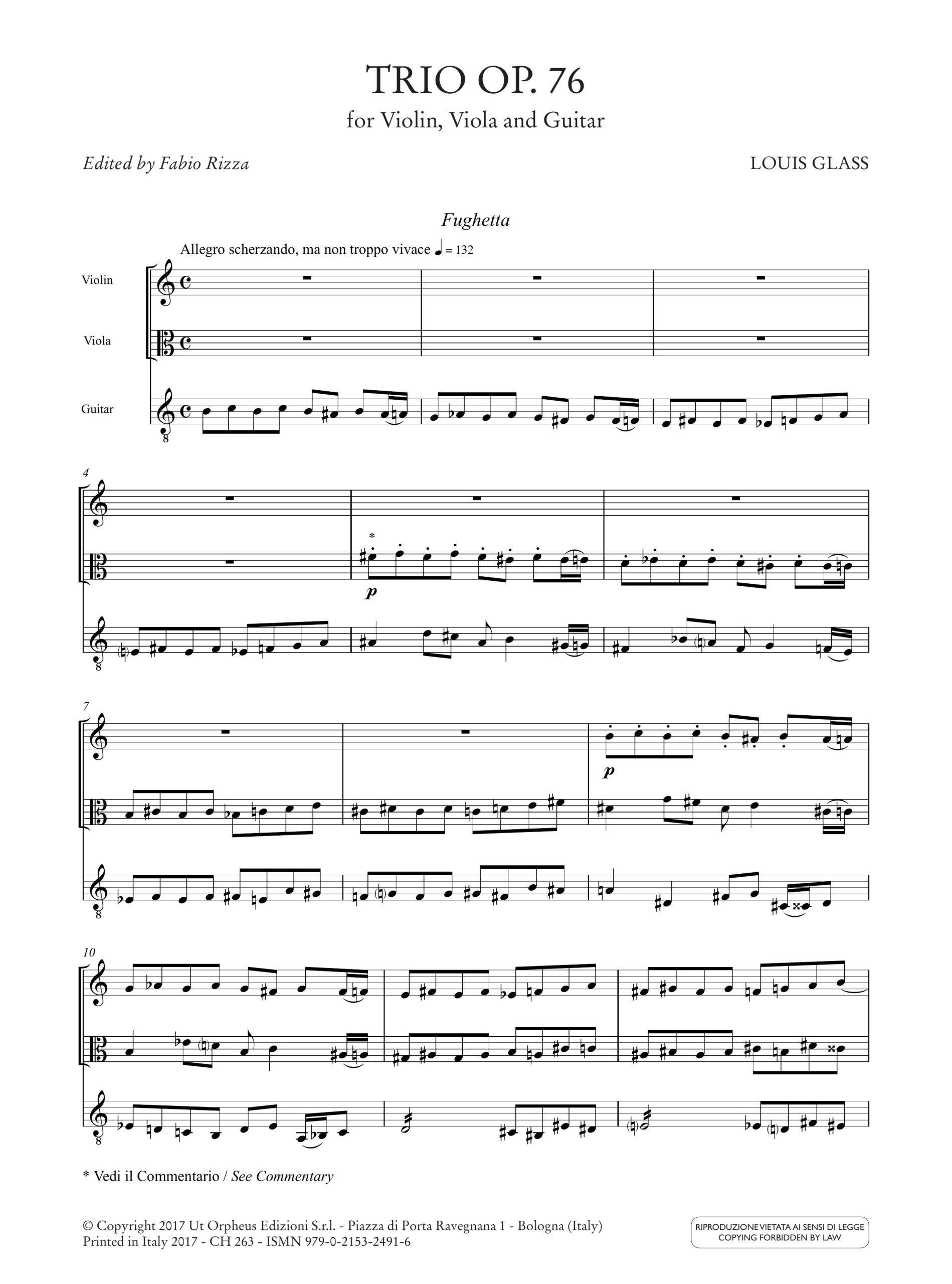 Glass, Louis: Trio op. 76 per Violino, Viola e Chitarra - Image 2