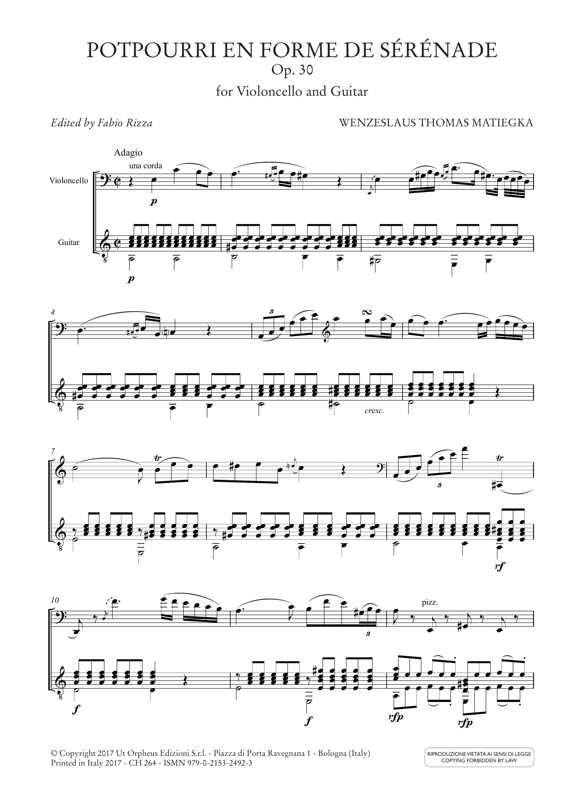 Matiegka, Wenzeslaus Thomas: Potpourri en forme de Sérénade op. 30 per Violoncello e Chitarra - Image 2