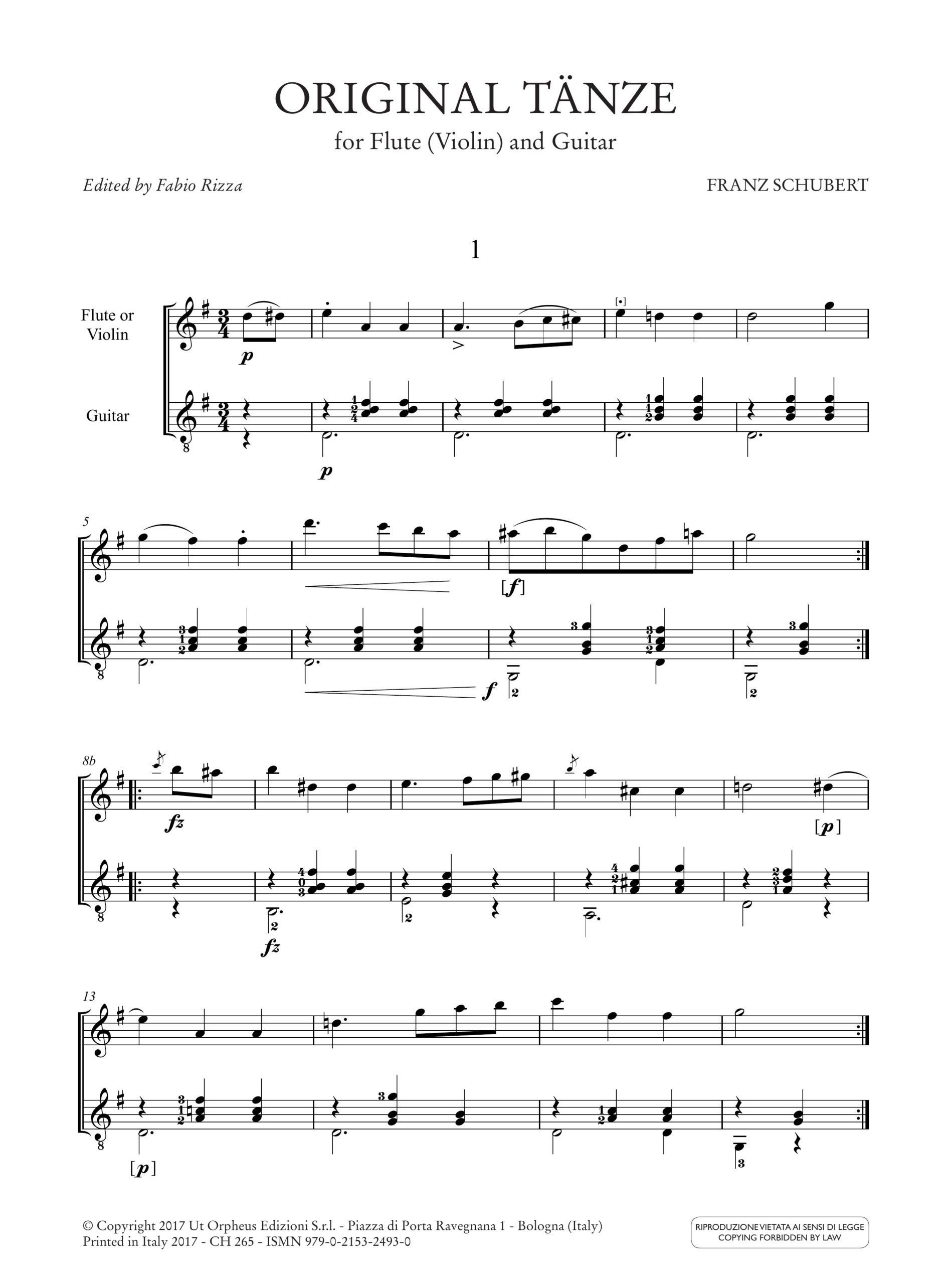 Schubert, Franz: Original Tänze per Flauto (Violino) e Chitarra - Image 2
