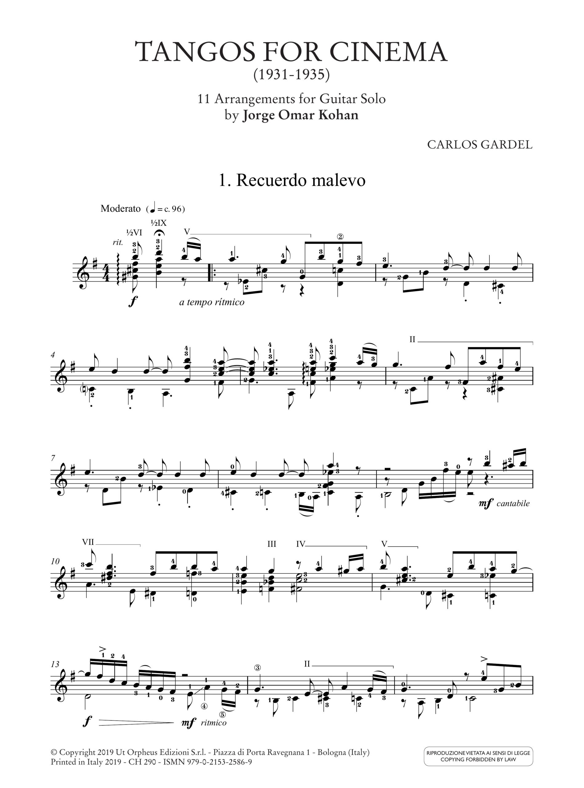 Gardel, Carlos: Tangos for Cinema (1931-1935). 11 arrangiamenti per Chitarra sola - Image 2