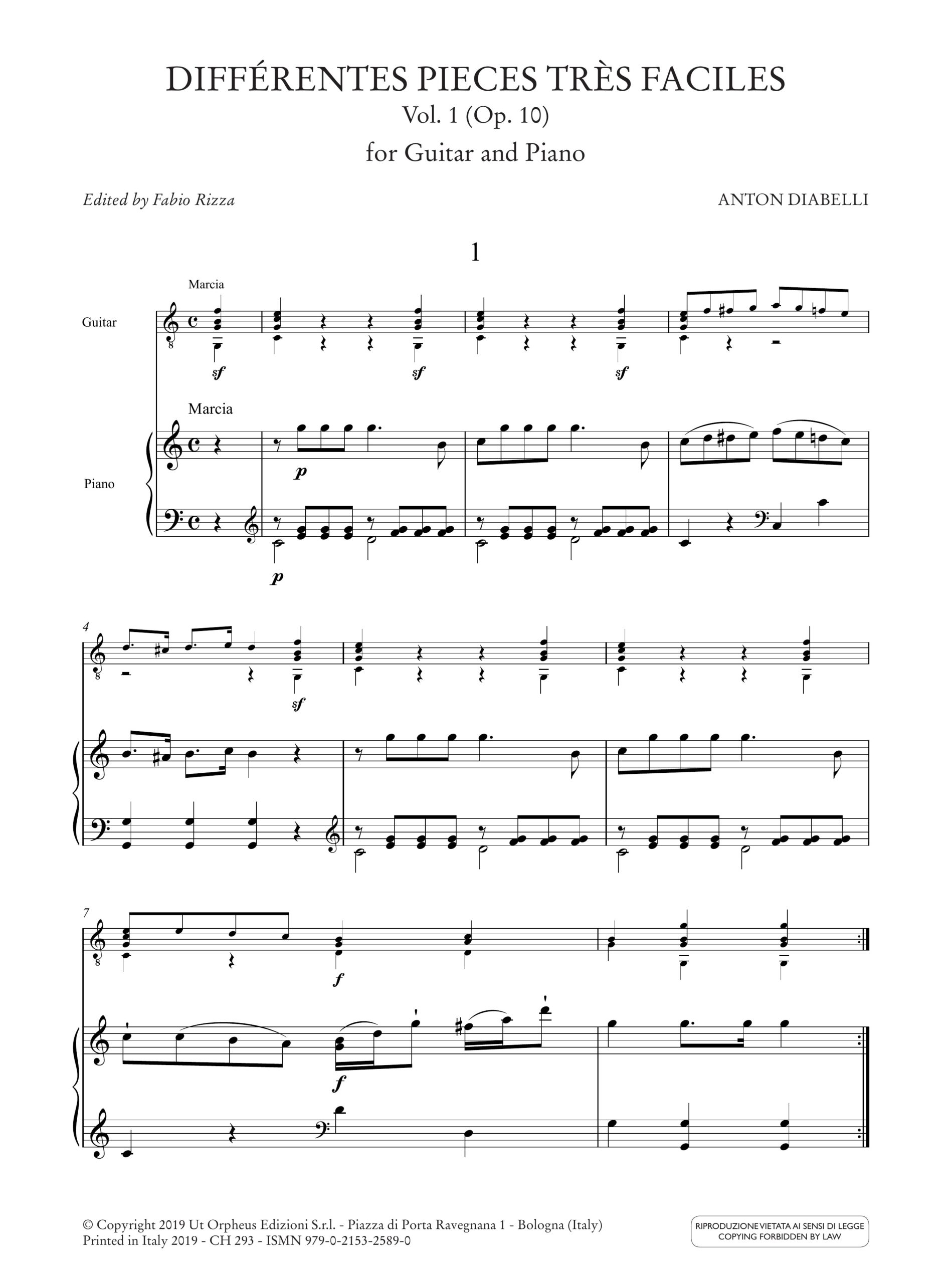 Diabelli, Anton: Différentes Pieces très faciles per Chitarra e Pianoforte - Vol. 1: Op. 10 - Image 2
