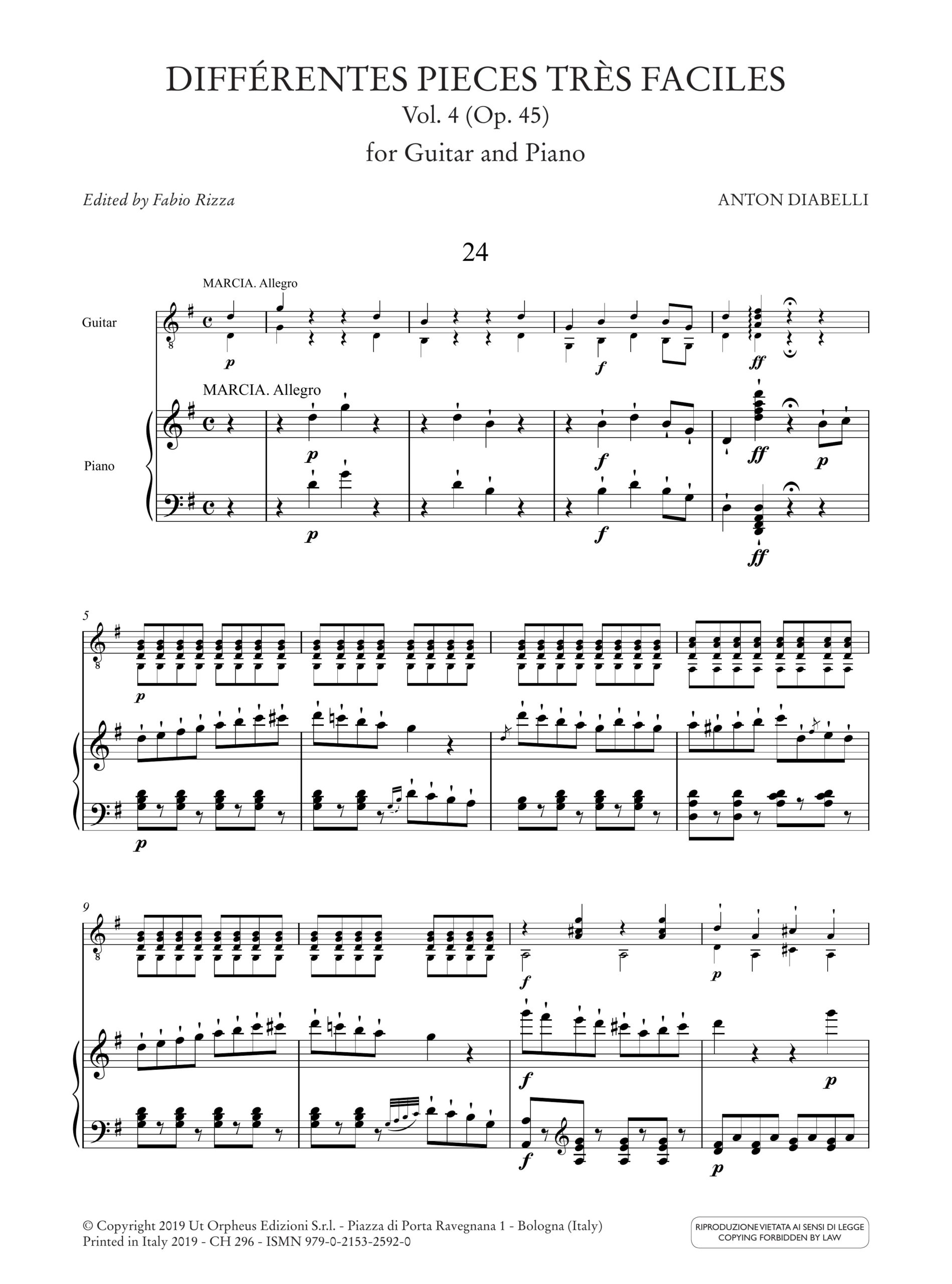 Diabelli, Anton: Différentes Pieces très faciles per Chitarra e Pianoforte - Vol. 4: Op. 45 - Image 2