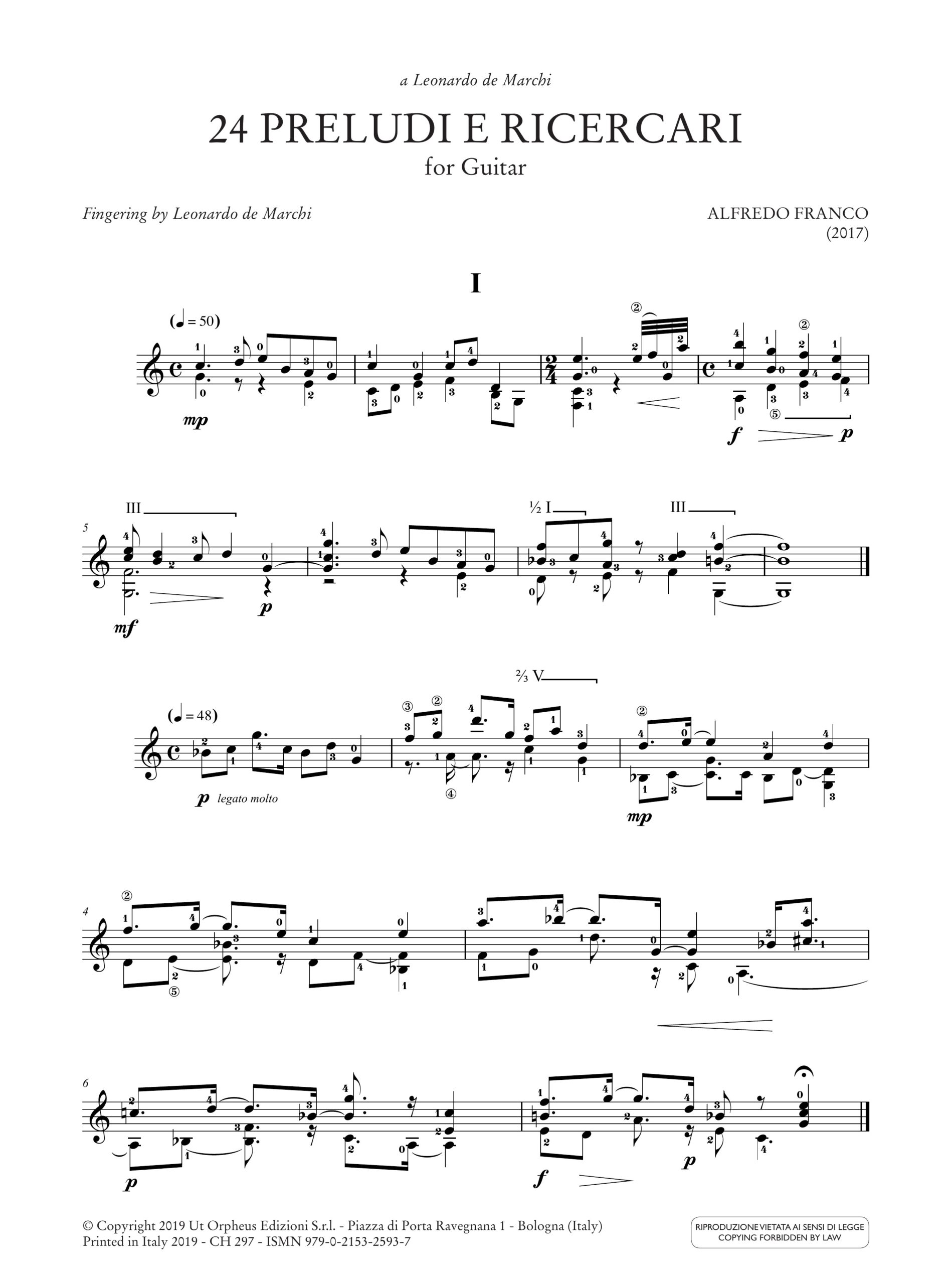 Franco, Alfredo: 24 Preludi e Ricercari per Chitarra (2017) - Image 2