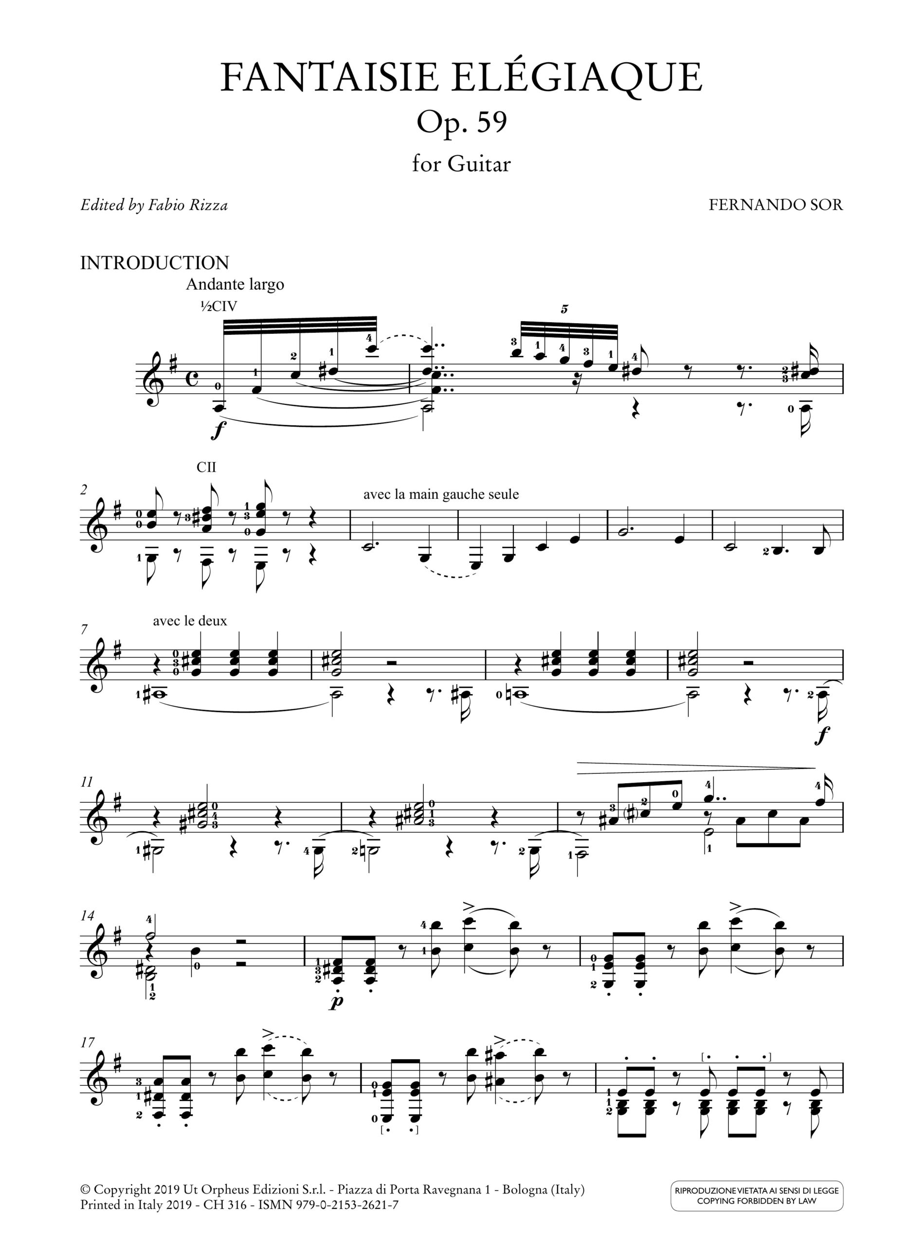 Sor, Fernando: Fantaisie Elégiaque op. 59 per Chitarra - Image 2