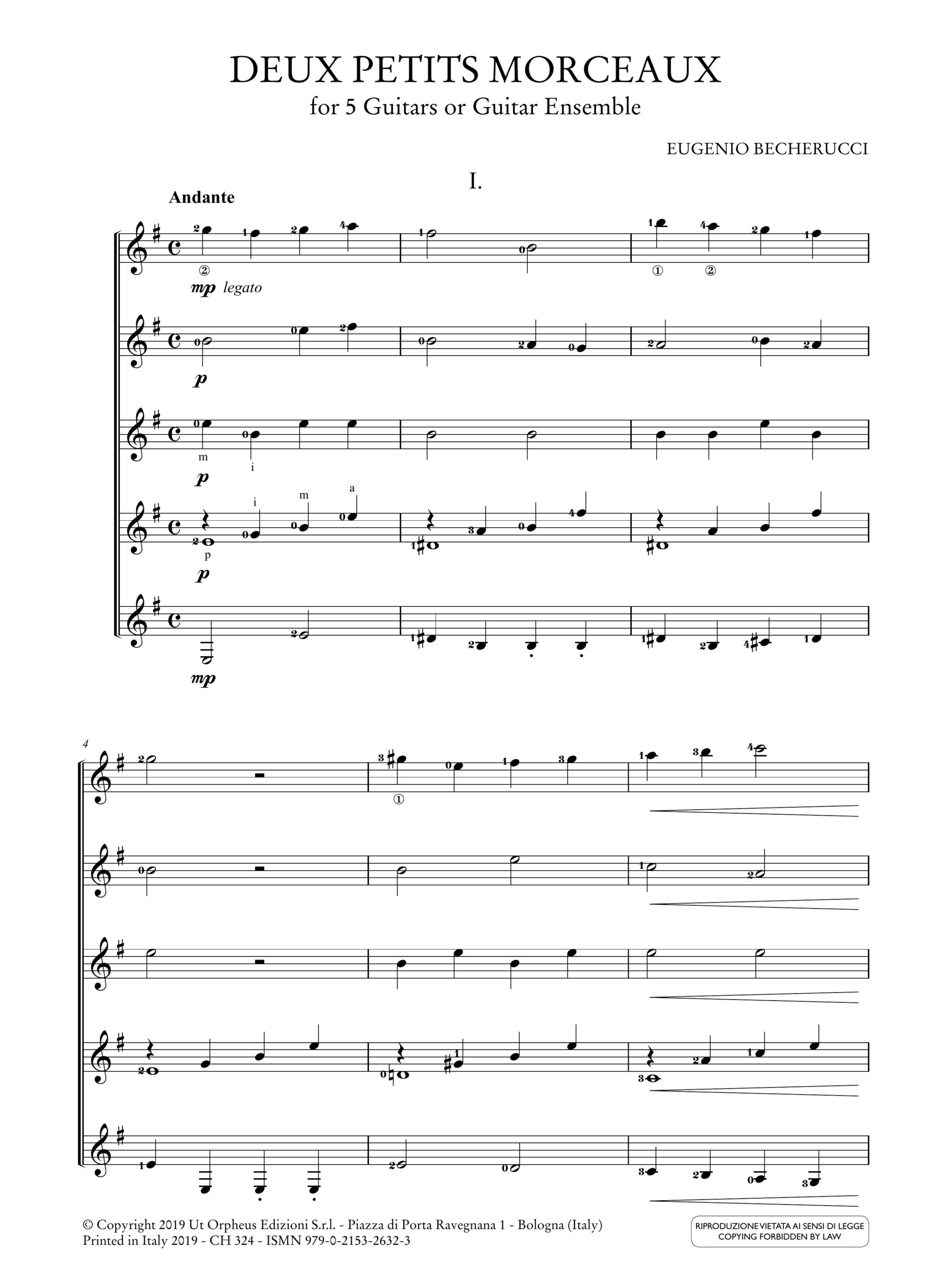 Becherucci, Eugenio: Deux Petits Morceaux per 5 Chitarre o Ensemble di Chitarre - Image 2