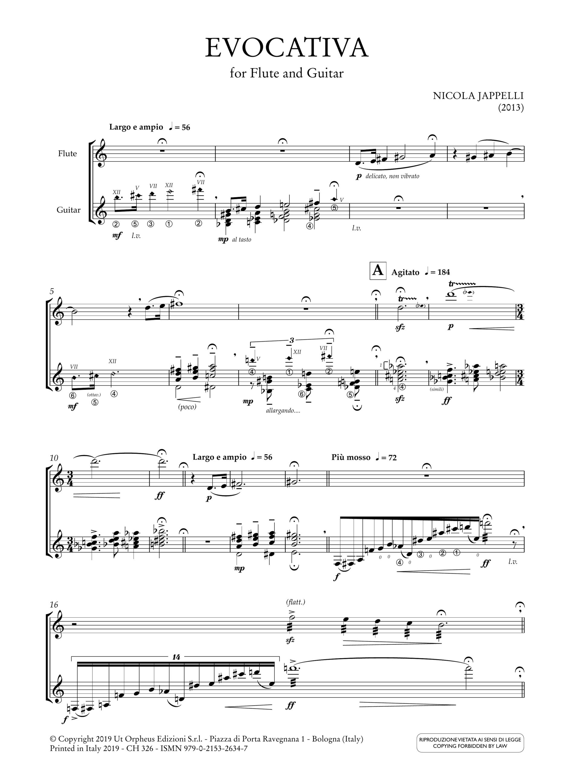 Jappelli, Nicola: Evocativa per Flauto e Chitarra (2013) - Image 2