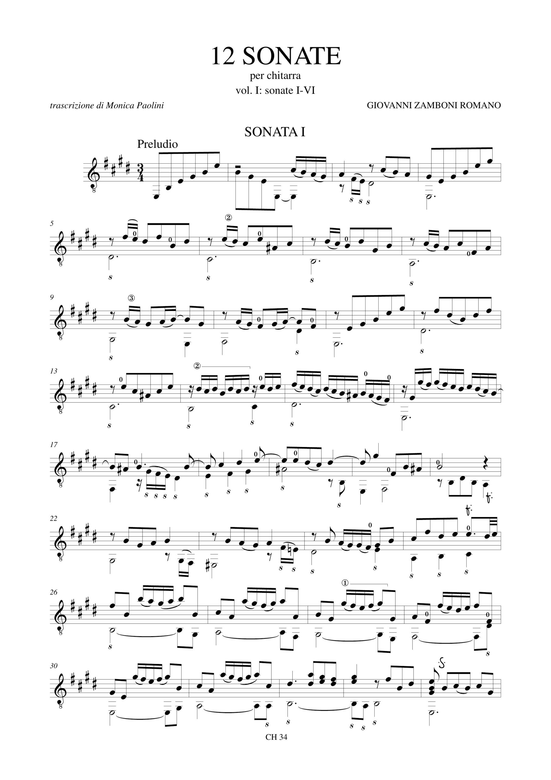Zamboni Romano, Giovanni: 12 Sonate per Chitarra - Vol. I: Sonate I-VI - Image 2