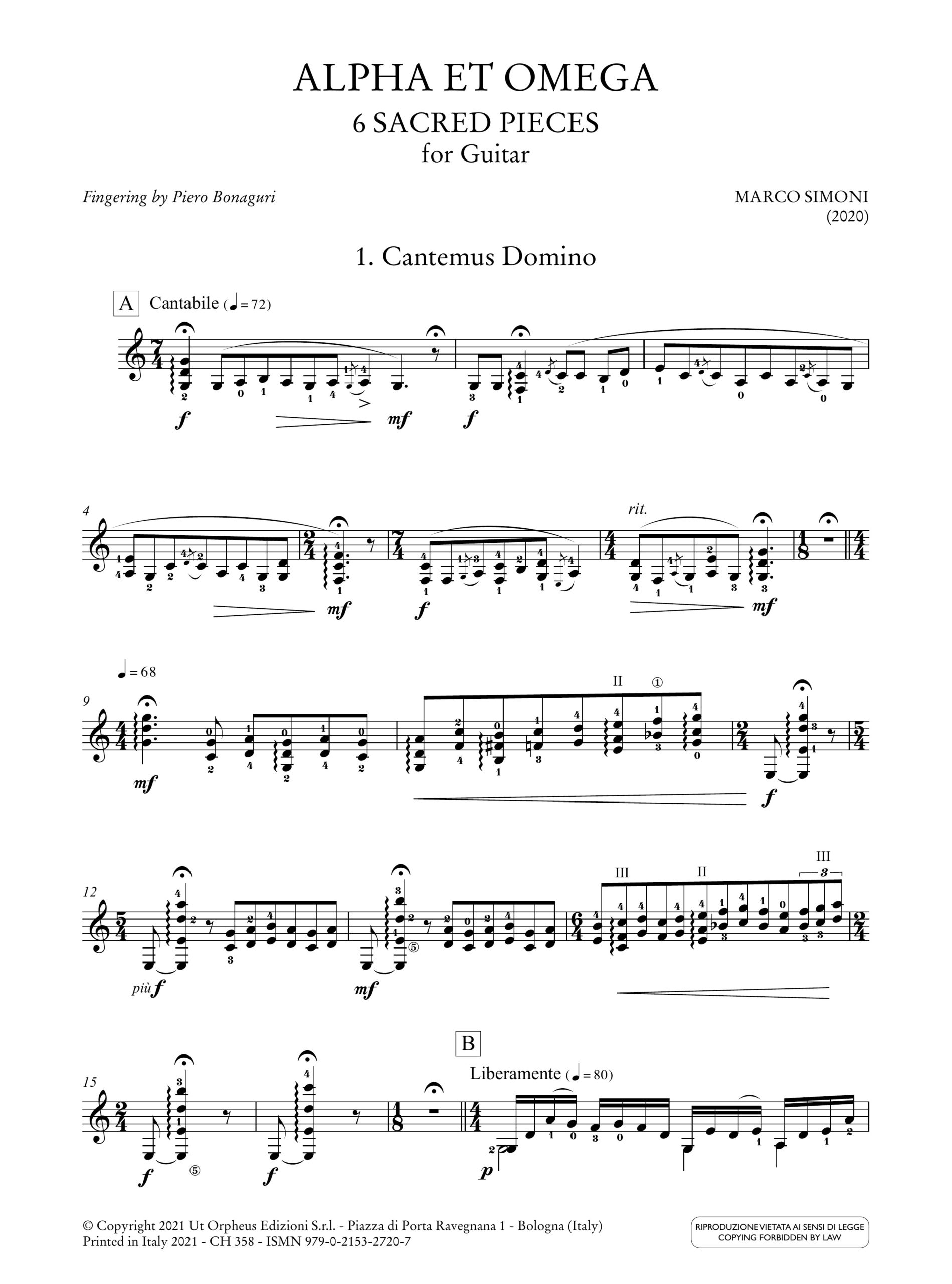 Simoni, Marco: Alpha et Omega. 6 Pezzi Sacri per Chitarra (2020) - Image 2