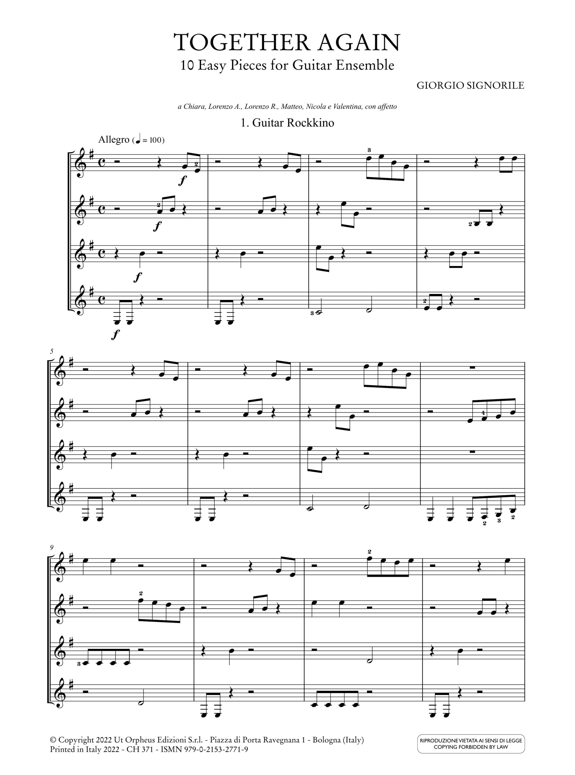 Signorile, Giorgio: Together Again. 10 Pezzi facili per Ensemble di Chitarre - Image 2