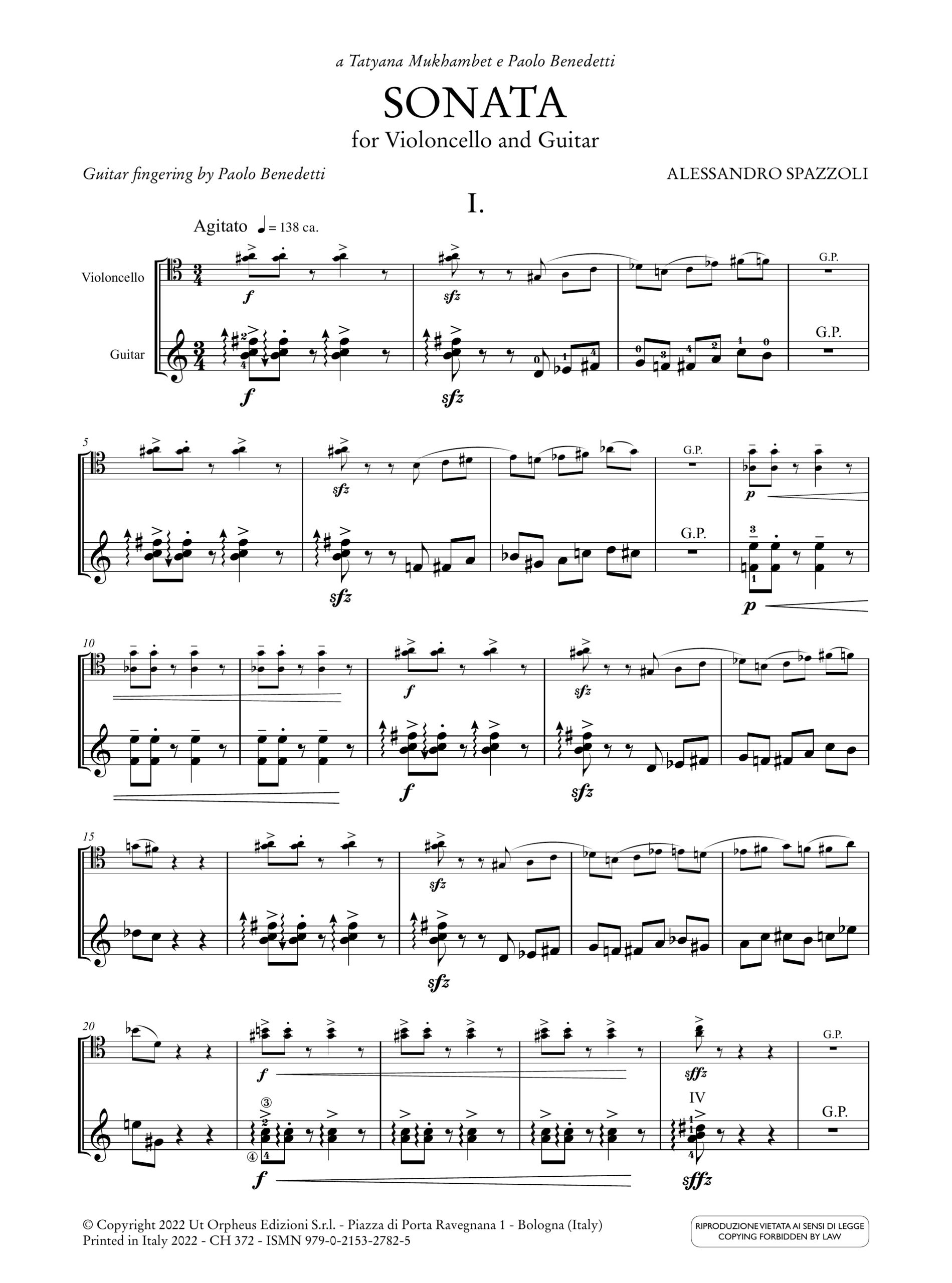 Spazzoli, Alessandro: Sonata per Violoncello e Chitarra (2019) - Image 2