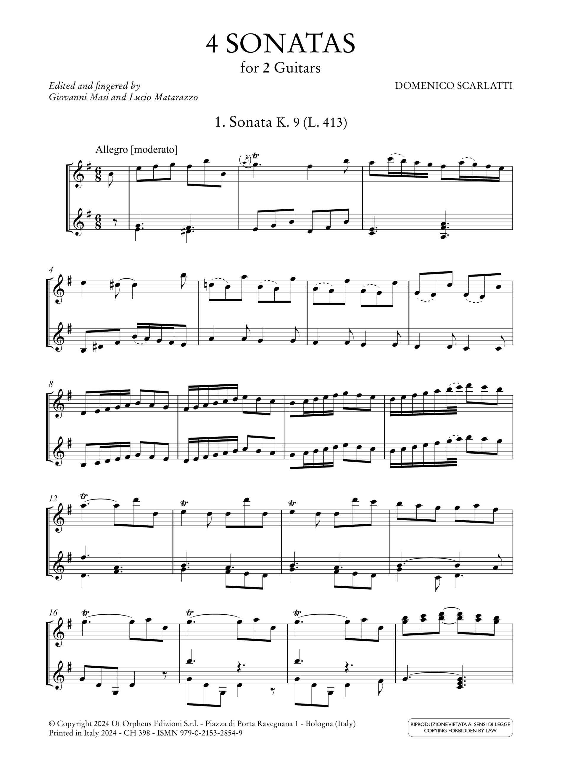 Scarlatti, Domenico: 4 Sonate (K. 9 - K. 432 - K. 466 - K. 159) per 2 Chitarre - Image 2