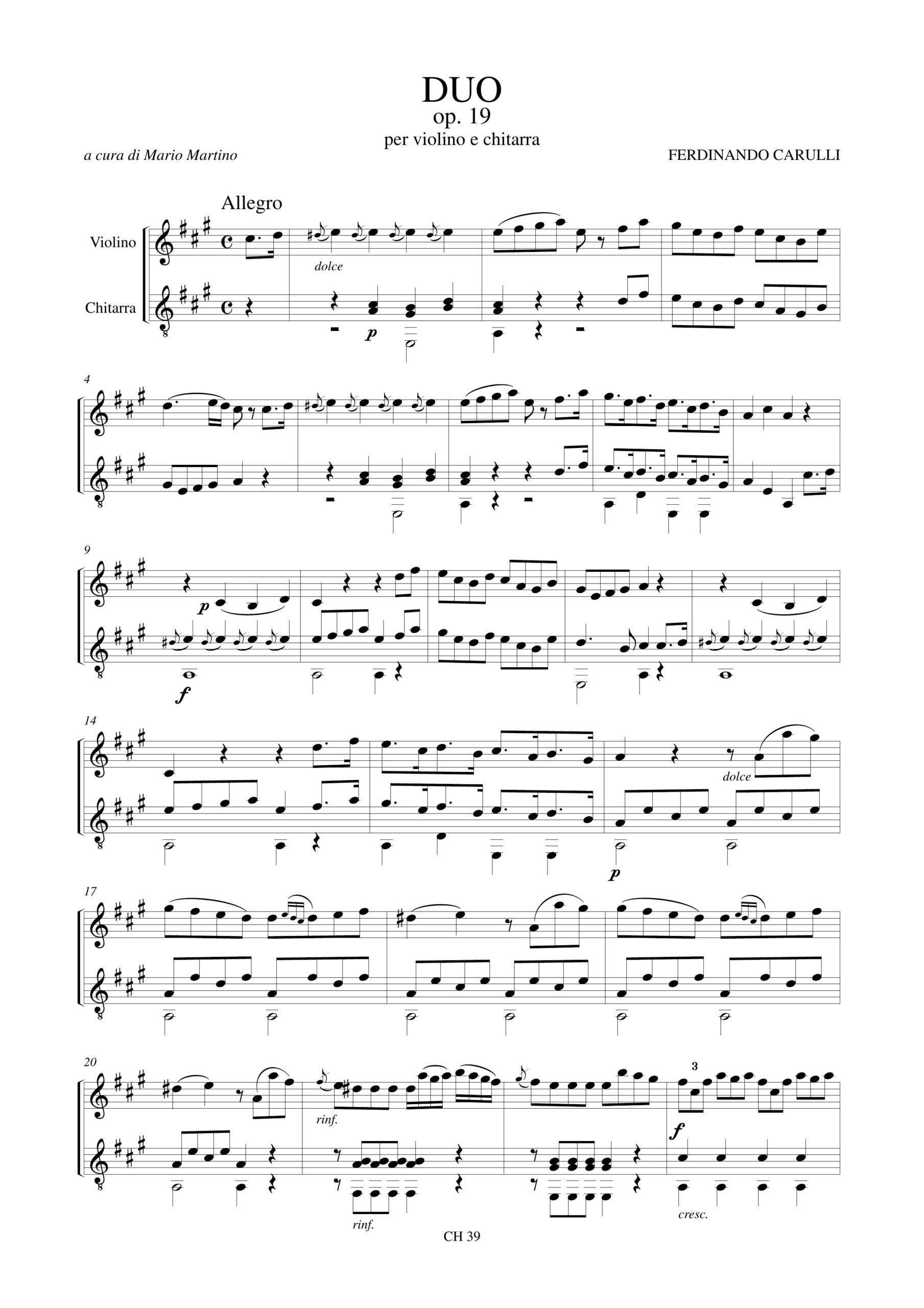 Carulli, Ferdinando: Duo Op. 19 per Violino e Chitarra - Image 2