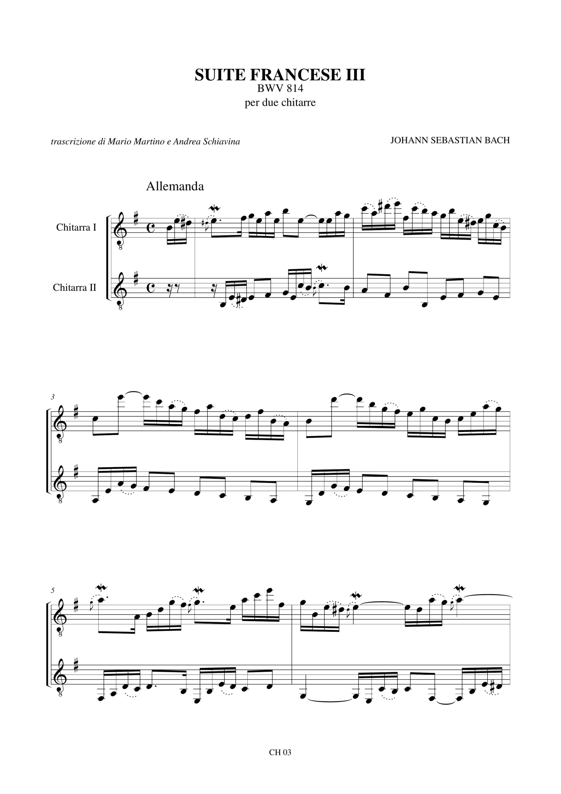 Bach, Johann Sebastian: Suite Francese III BWV 814 per 2 Chitarre - Image 2