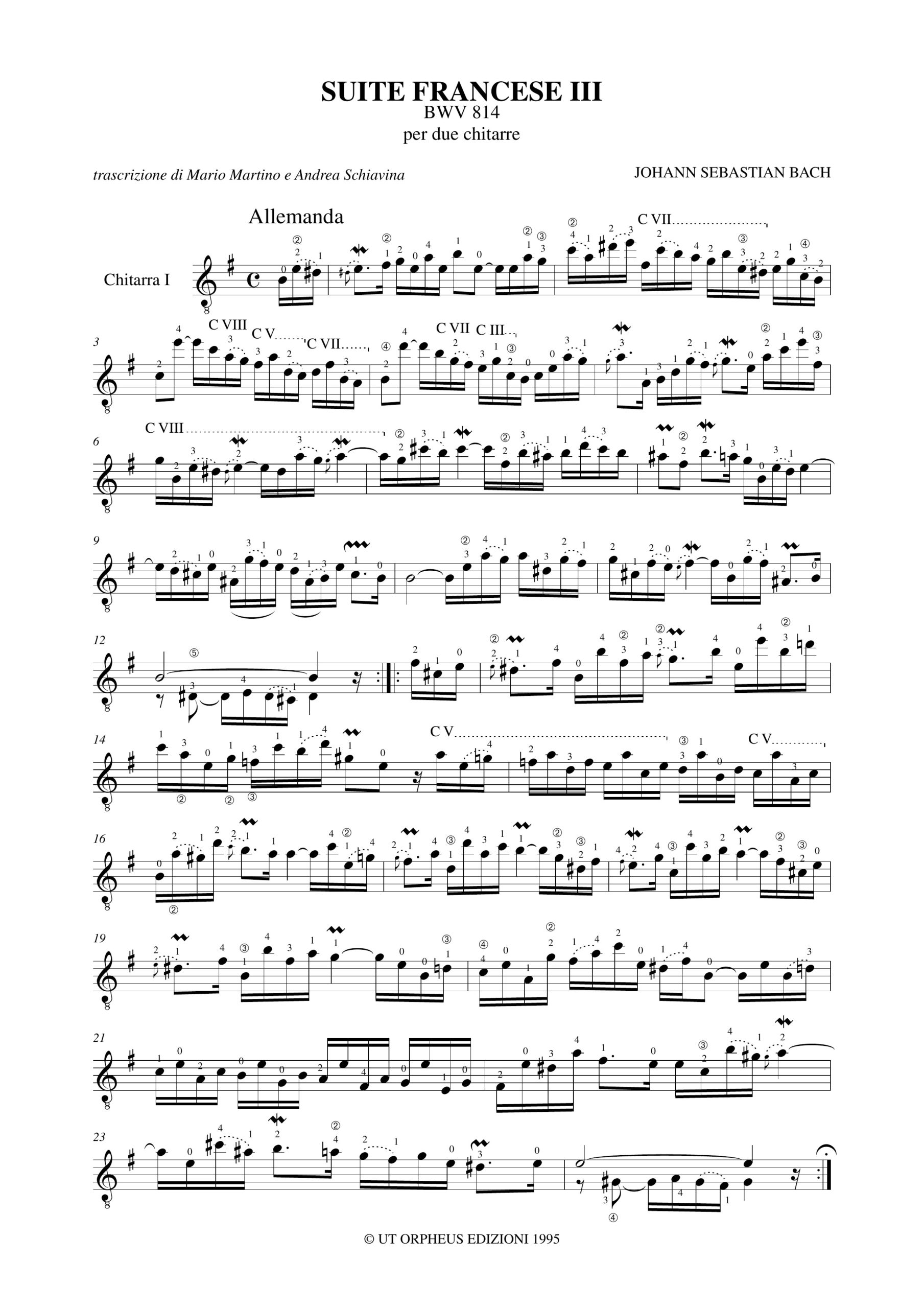 Bach, Johann Sebastian: Suite Francese III BWV 814 per 2 Chitarre - Image 3