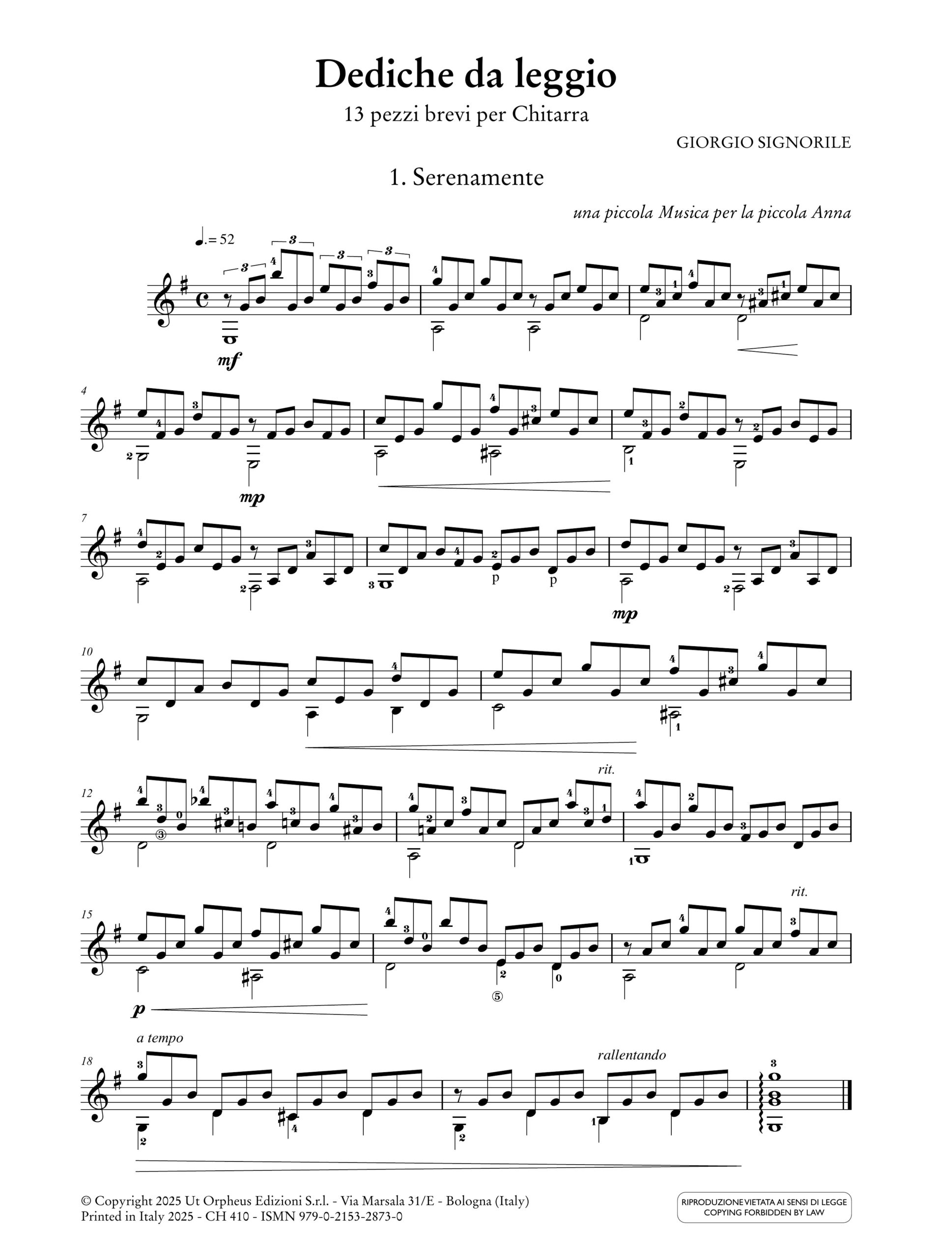 Signorile, Giorgio: Dediche da leggio. 13 pezzi brevi per Chitarra - Image 2