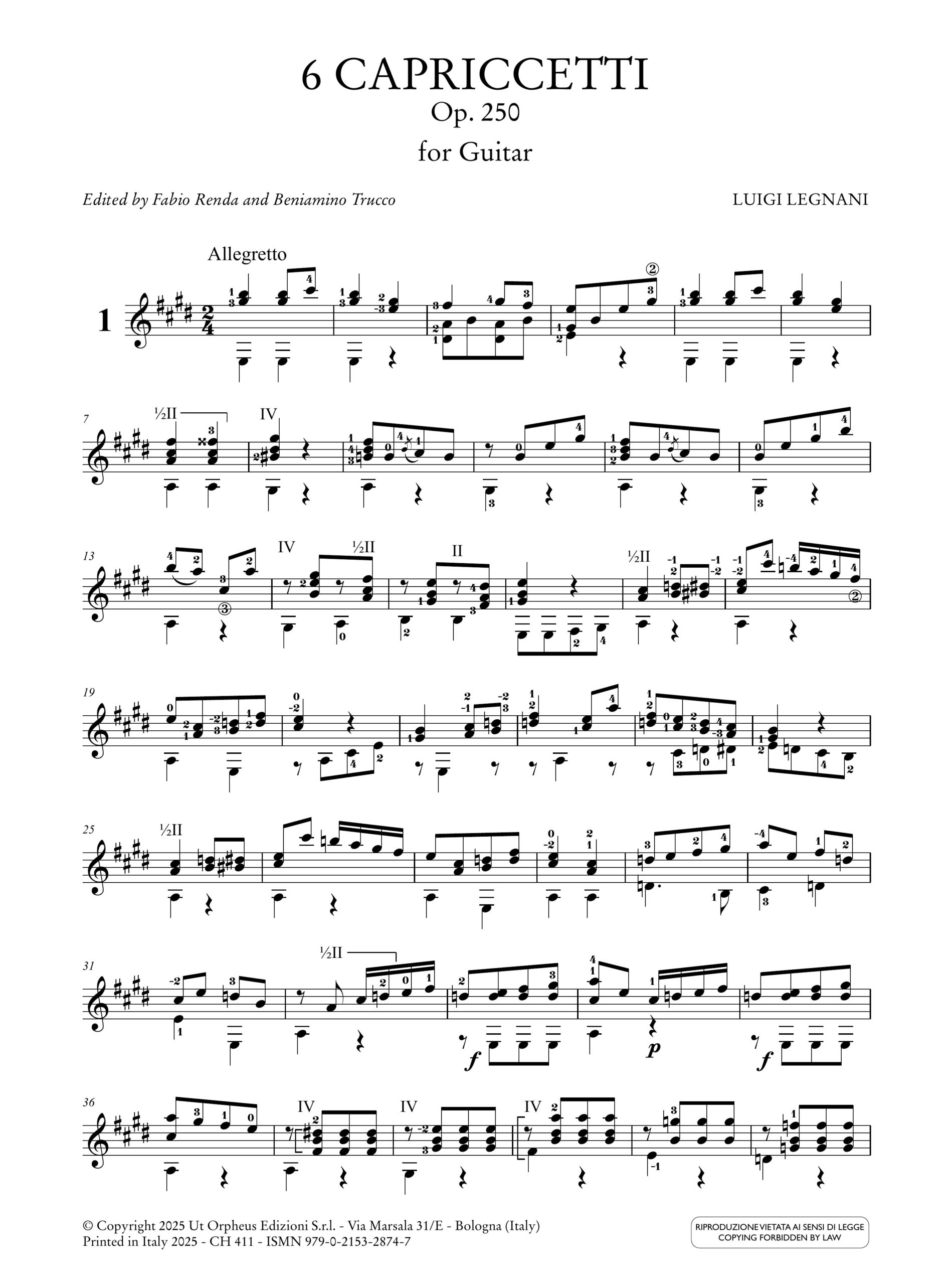 Legnani, Luigi: 6 Capriccetti op. 250 per Chitarra - Image 2