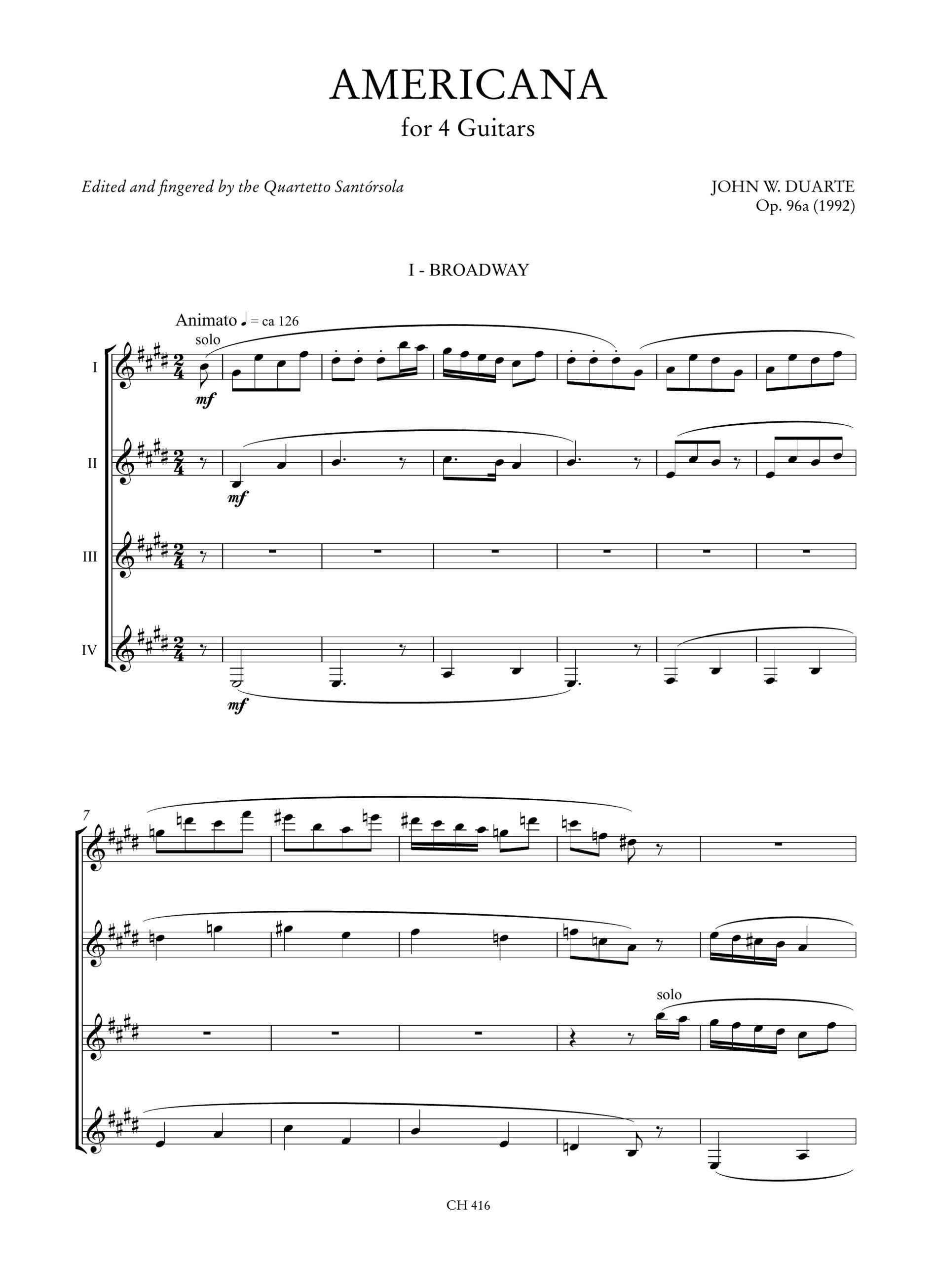 Duarte, John W.: Americana op. 96a per 4 Chitarre - Image 2