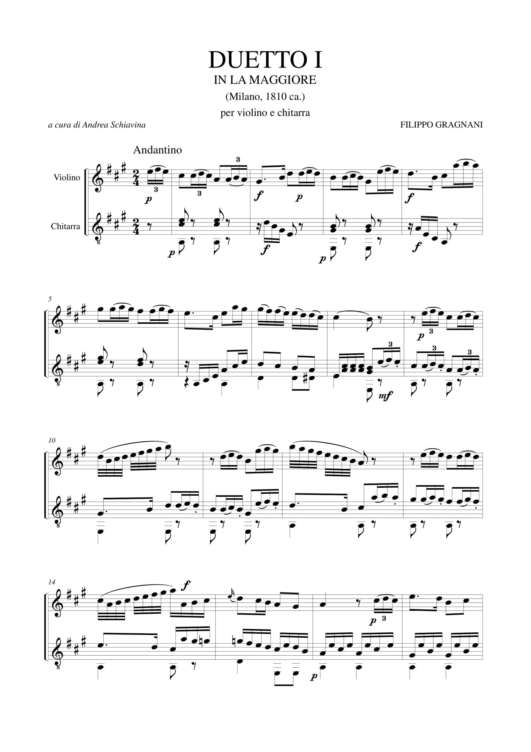 Gragnani, Filippo: Duetto I in La maggiore per Violino e Chitarra - Image 2