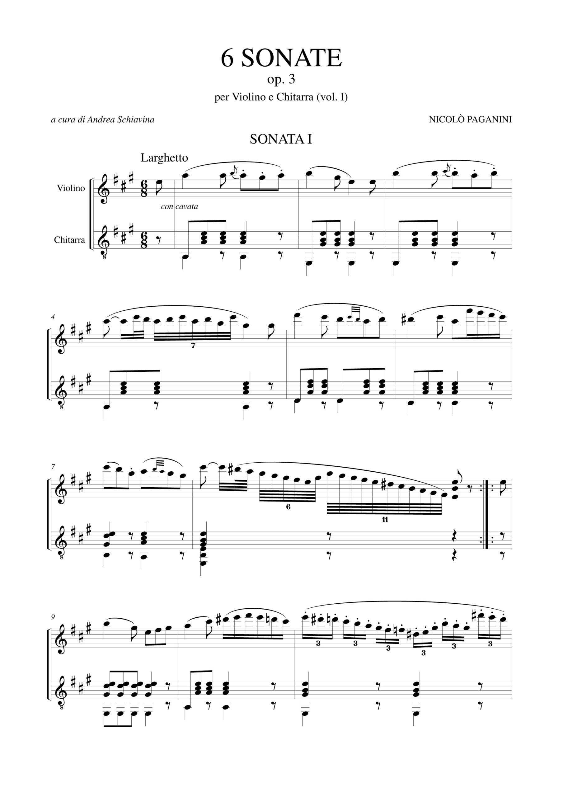 Paganini, Niccolò: 6 Sonate Op. 3 per Violino e Chitarra - Vol. I: Sonate I-III - Image 2