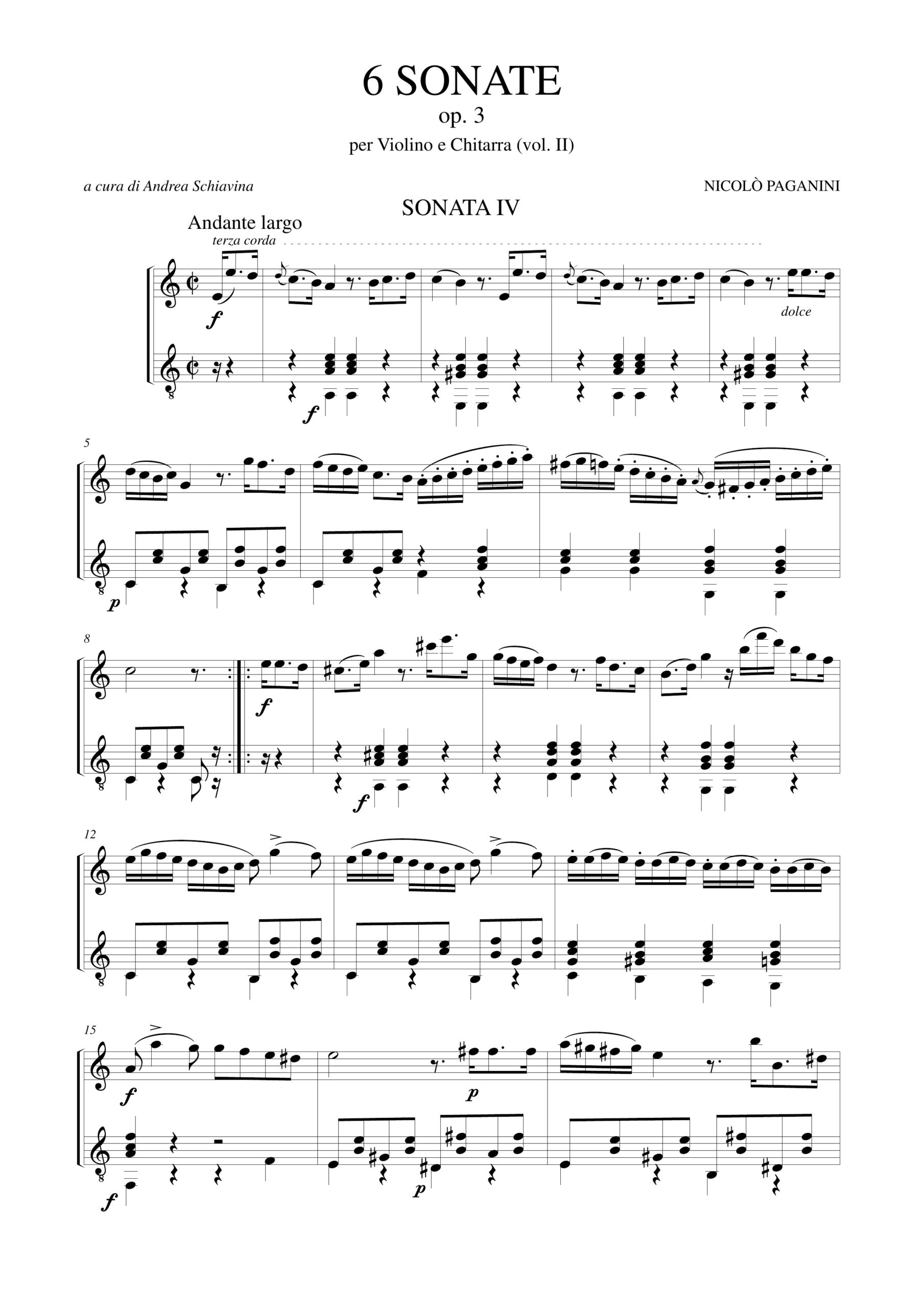 Paganini, Niccolò: 6 Sonate Op. 3 per Violino e Chitarra - Vol. II: Sonate IV-VI - Image 2