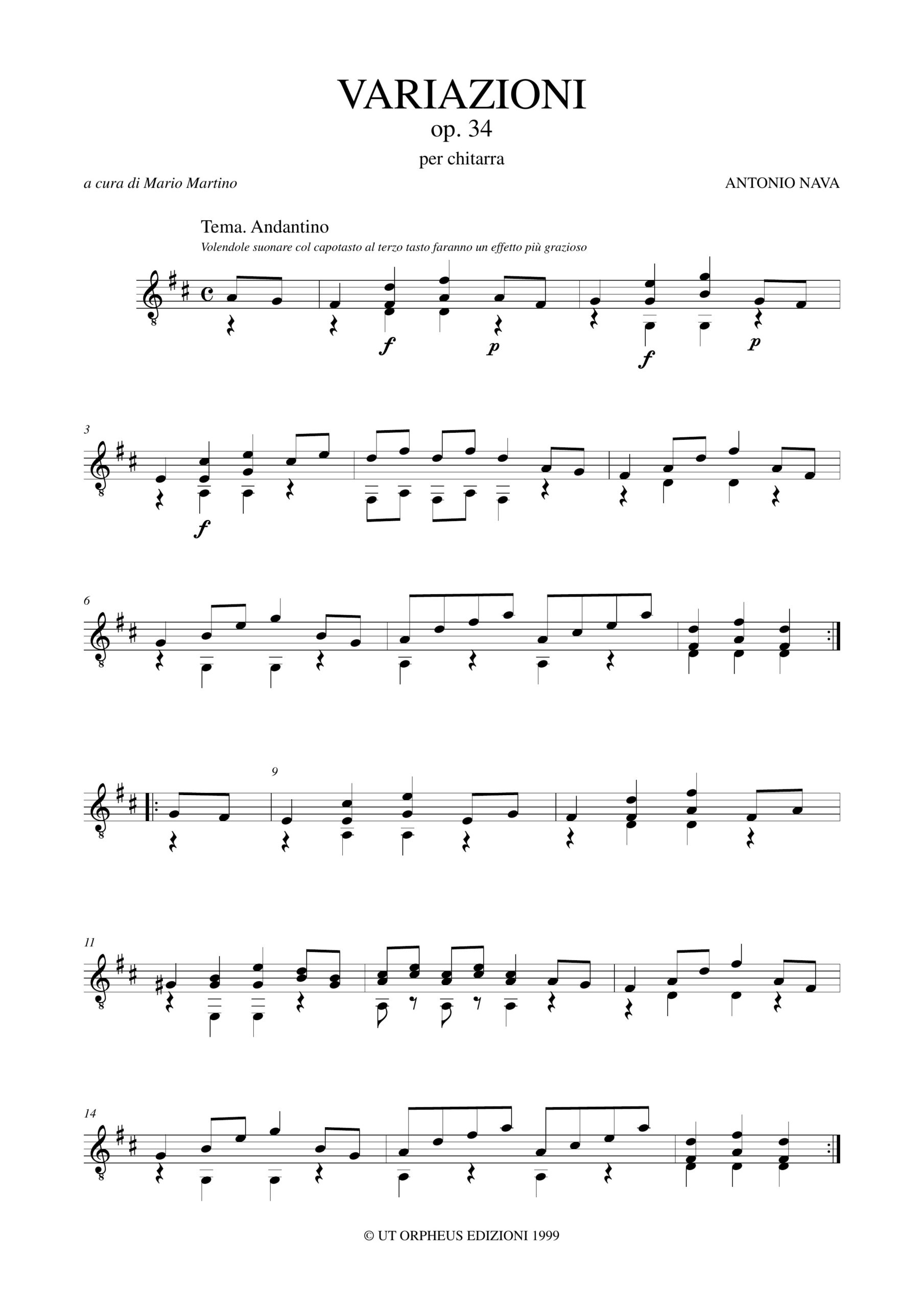 Nava, Antonio: Variazioni sopra un Tema dal “Flauto Magico” di Mozart Op. 34 per Chitarra - Image 2