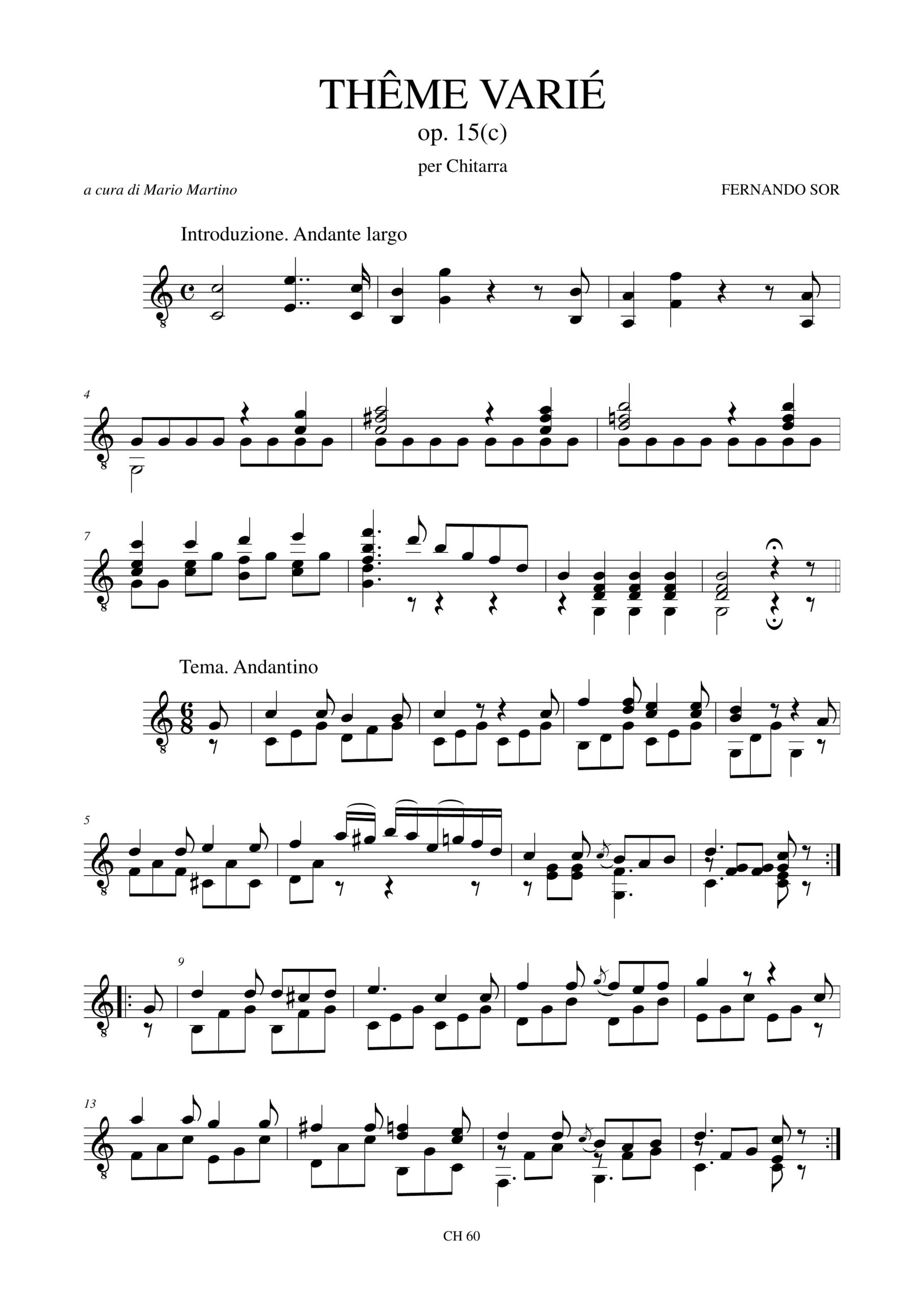 Sor, Fernando: Thème Varié Op. 15(c) per Chitarra - Image 2