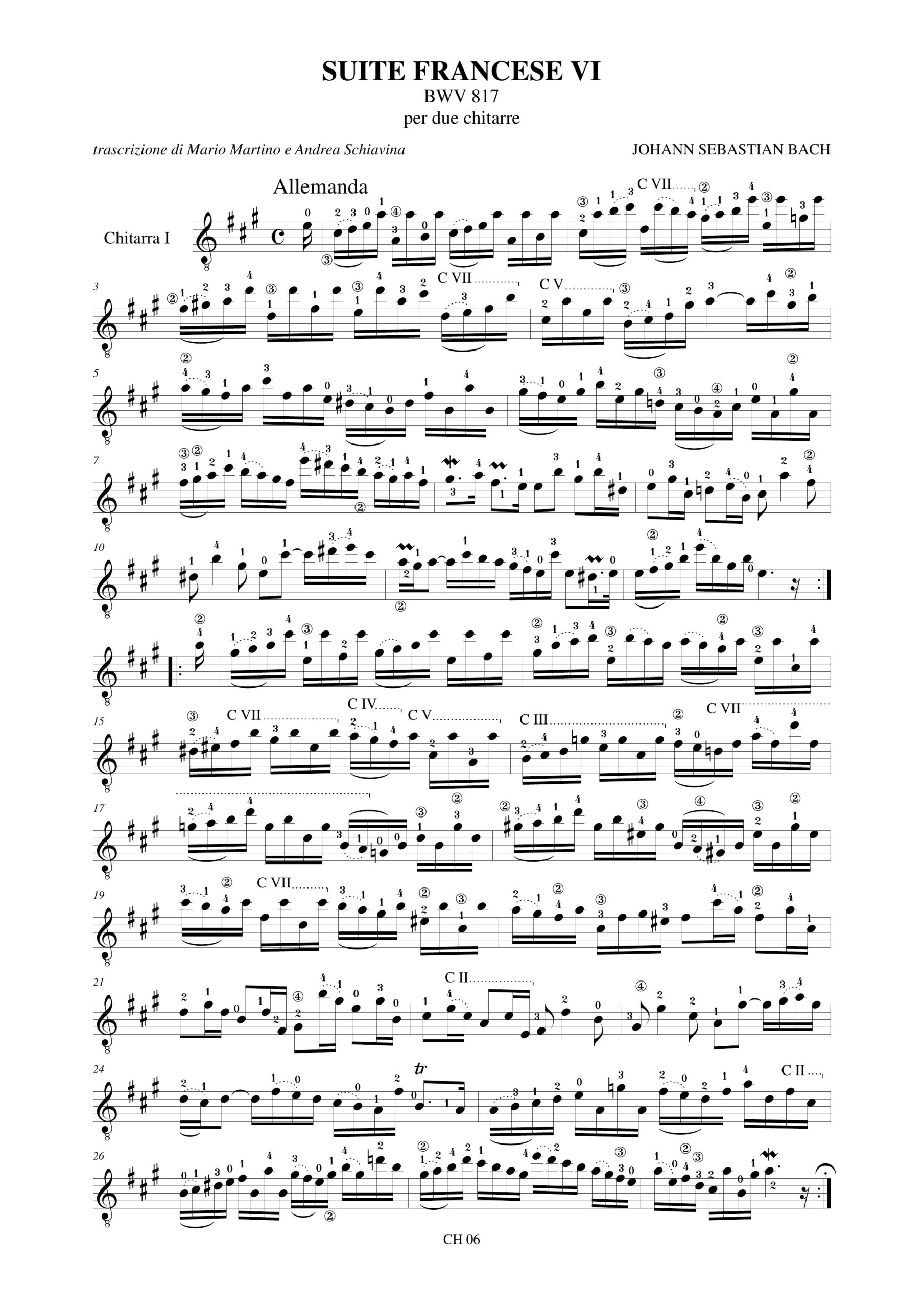 Bach, Johann Sebastian: Suite Francese VI BWV 817 per 2 Chitarre - Image 3