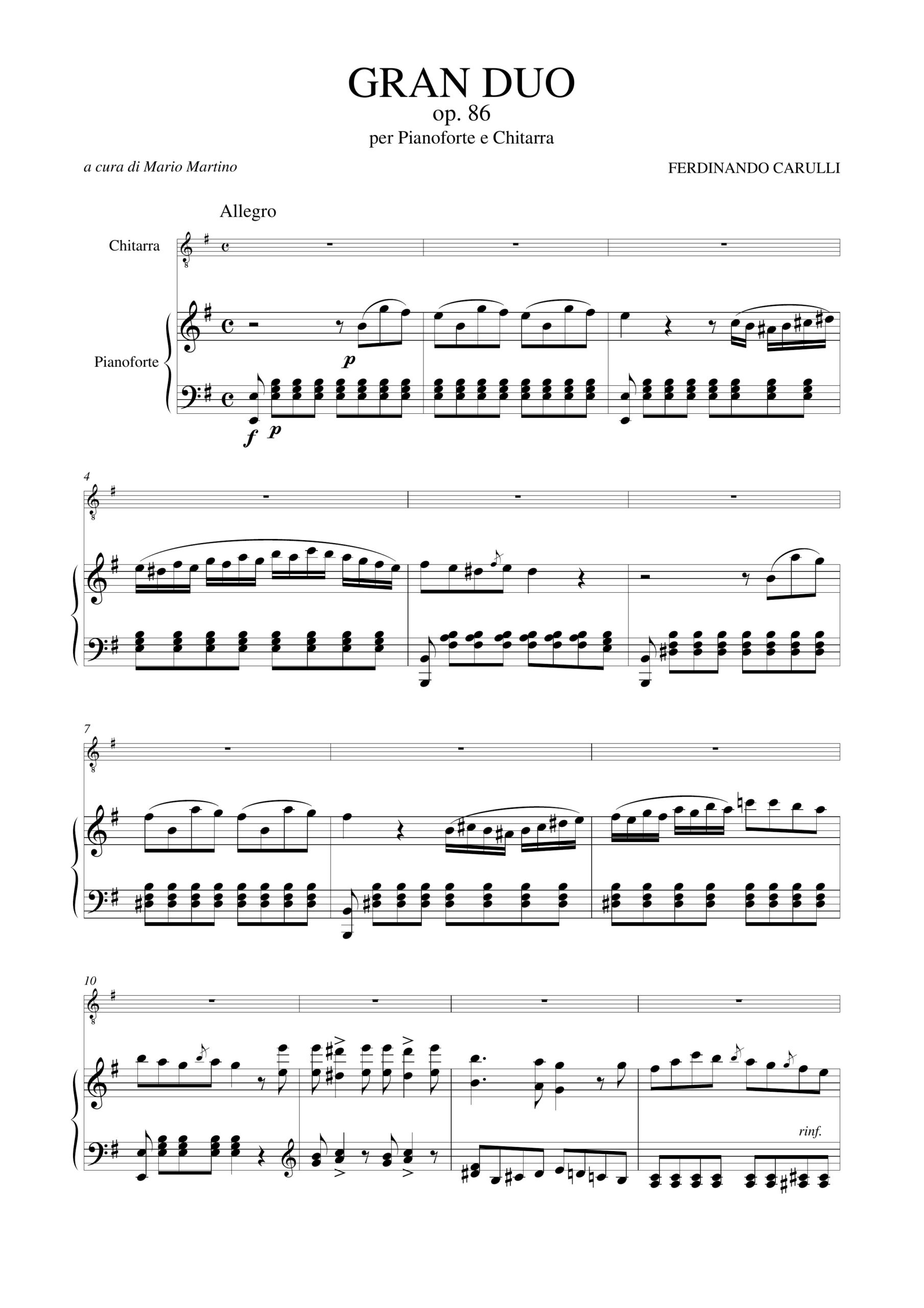 Carulli, Ferdinando: Gran Duo Op. 86 per Pianoforte e Chitarra - Image 2