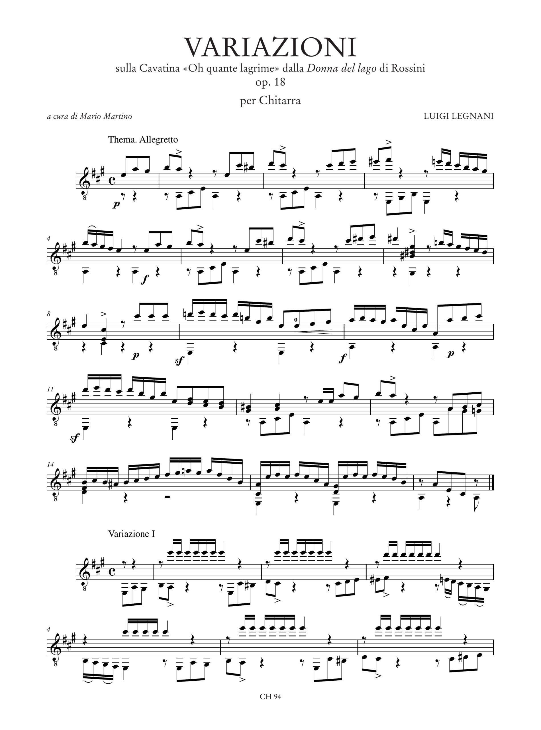 Legnani, Luigi: Variazioni sulla Cavatina “Oh quante lagrime” dalla “Donna del lago” di Rossini Op. 18 per Chitarra - Image 2