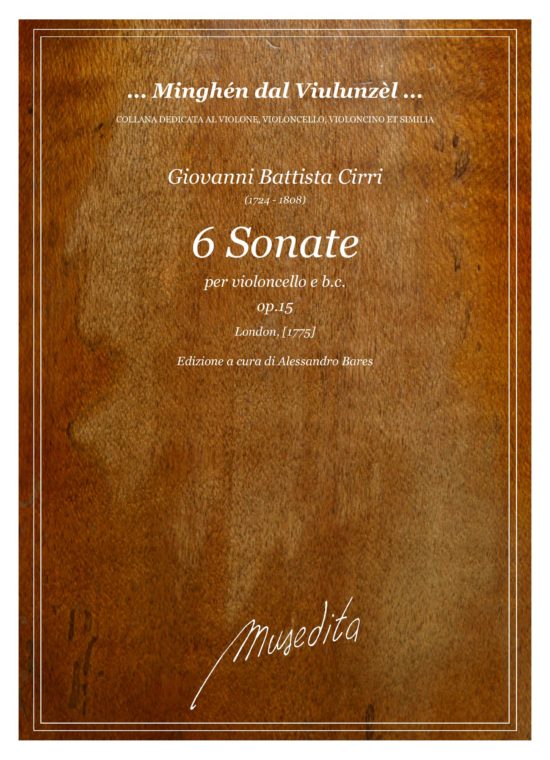 Giovanni Battista Cirri - 6 Sonate op.15 (London, s.a.) per violoncello e b.c.