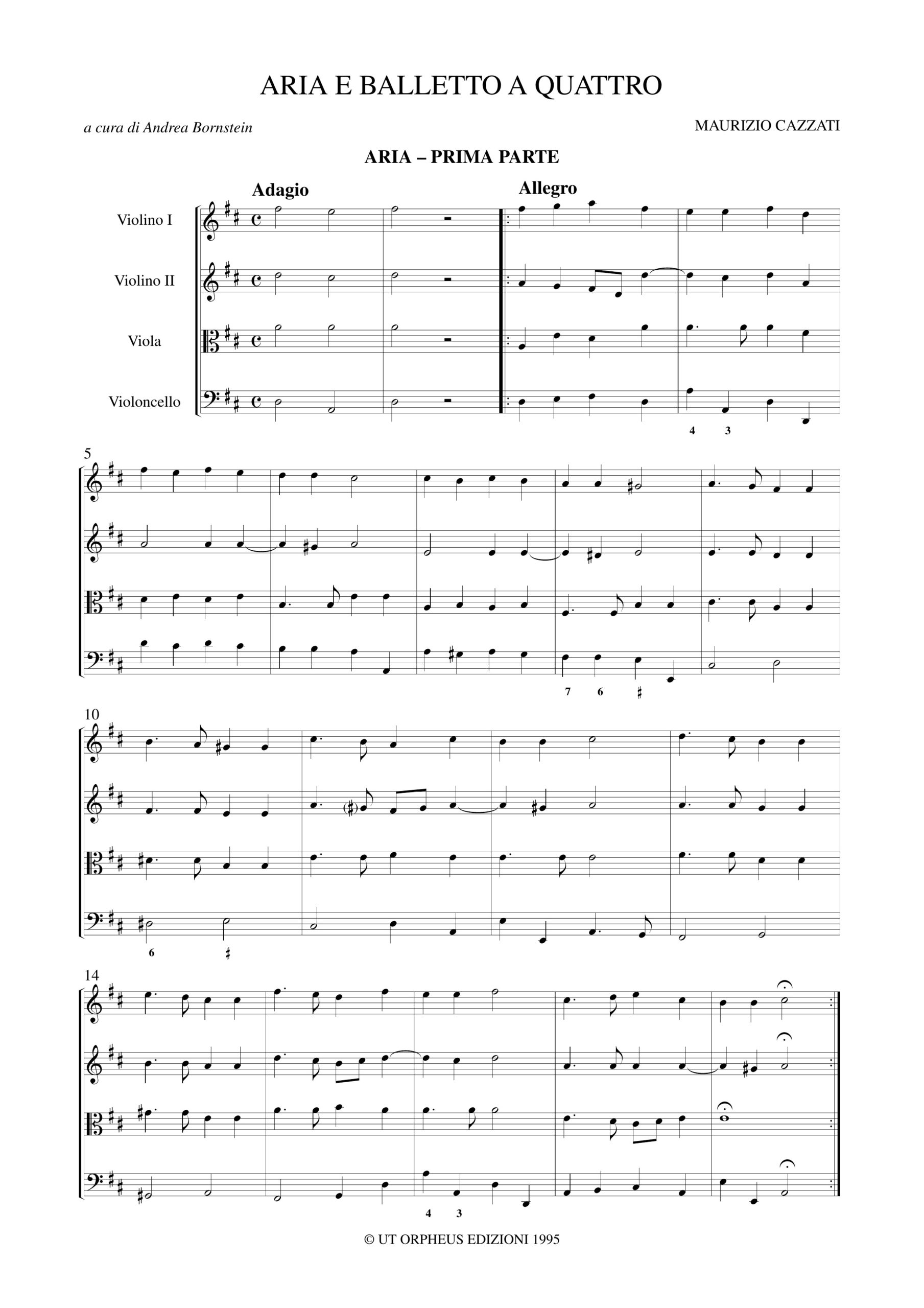Cazzati, Maurizio: Aria e Balletto a quattro per 2 Violini, Viola, Violoncello e Basso Continuo - Image 2