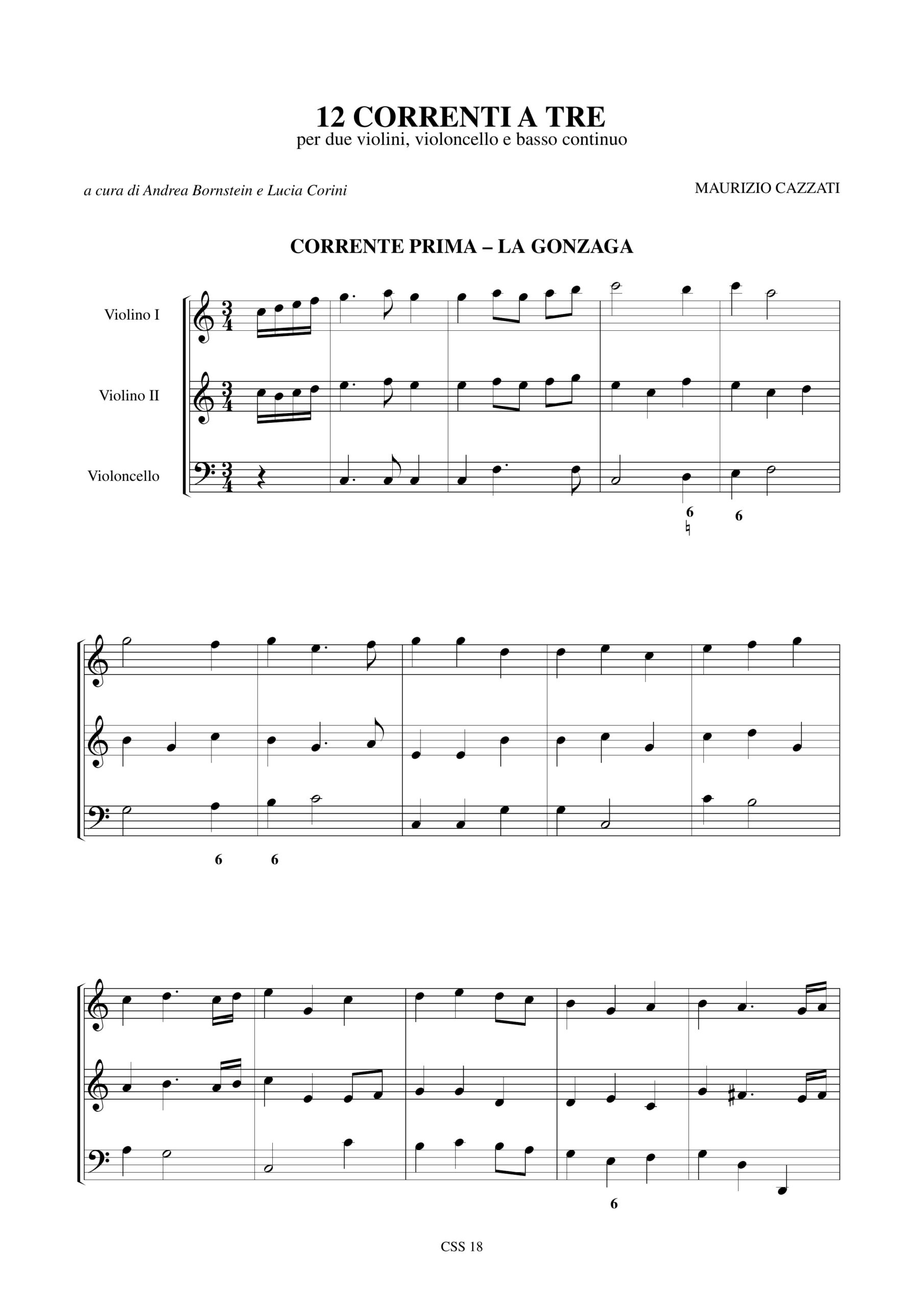 Cazzati, Maurizio: 12 Correnti a tre per 2 Violini, Violoncello e Basso Continuo - Image 2