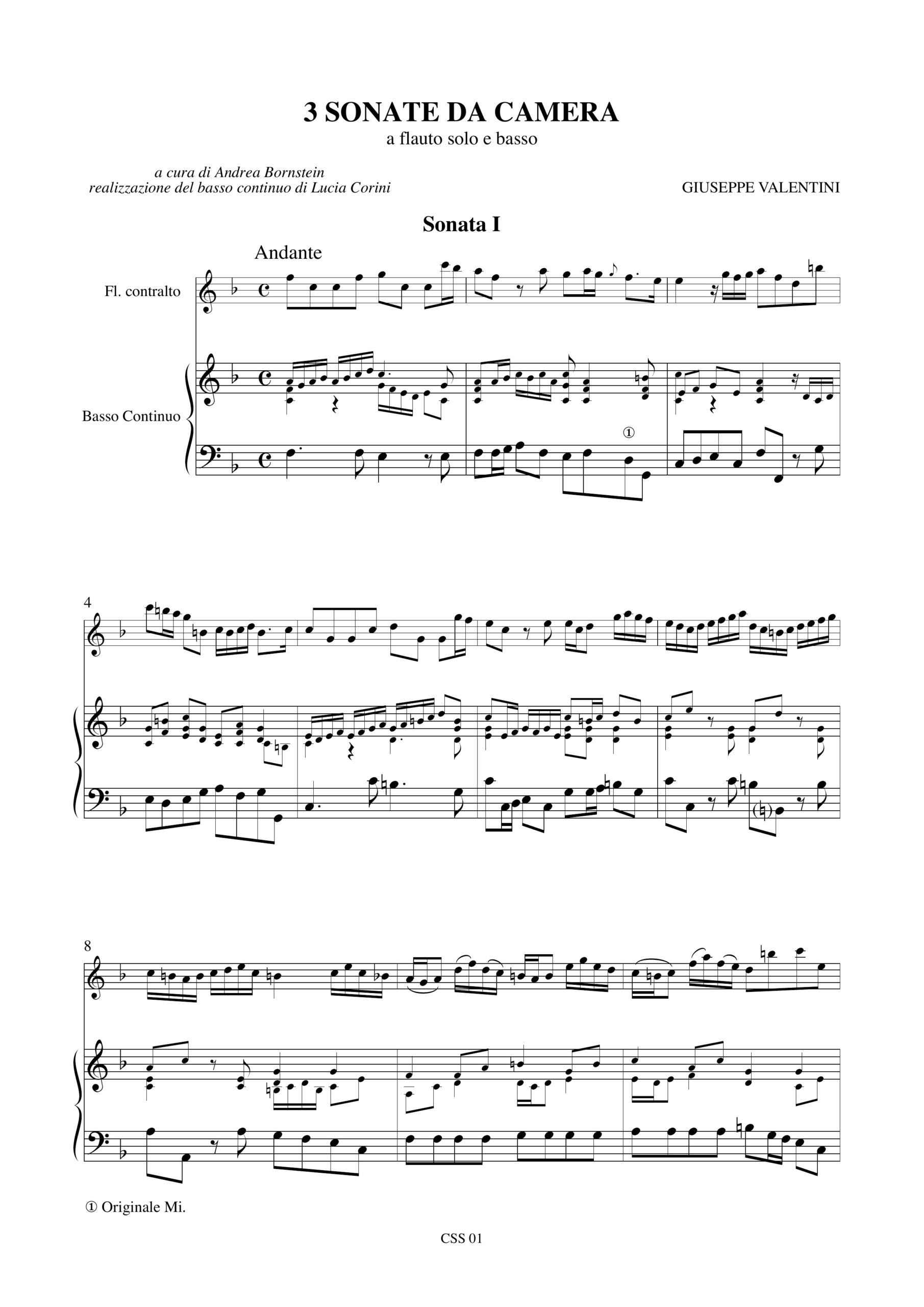 Valentini, Giuseppe: 3 Sonate da camera per Flauto Dolce Contralto e Basso Continuo - Image 2
