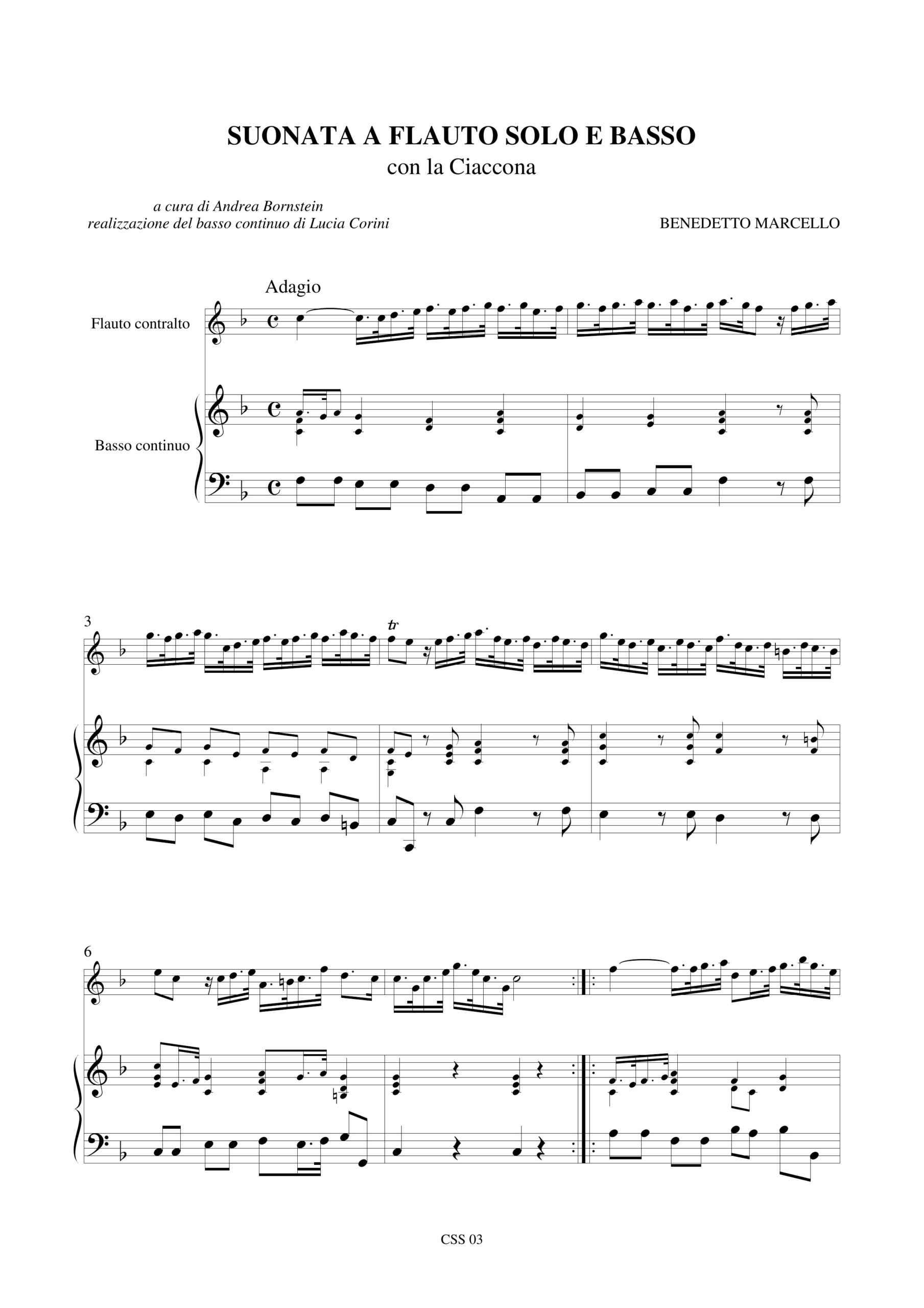 Marcello, Benedetto: Suonata a Flauto solo e Basso con la Ciaccona - Image 2