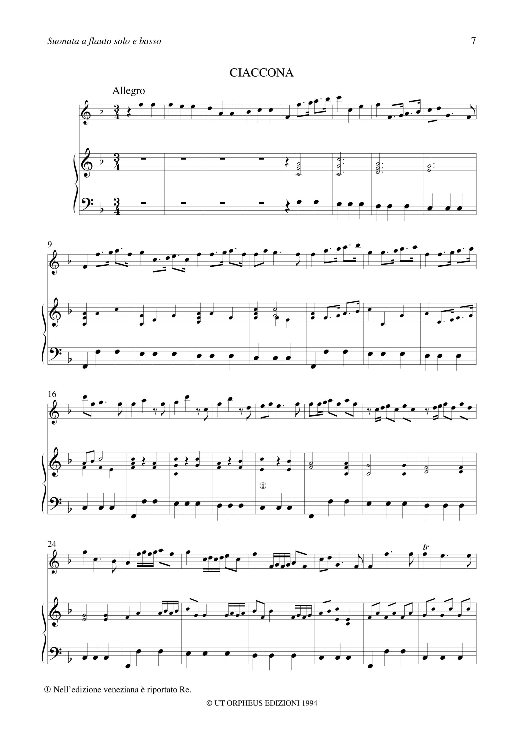 Marcello, Benedetto: Suonata a Flauto solo e Basso con la Ciaccona - Image 3