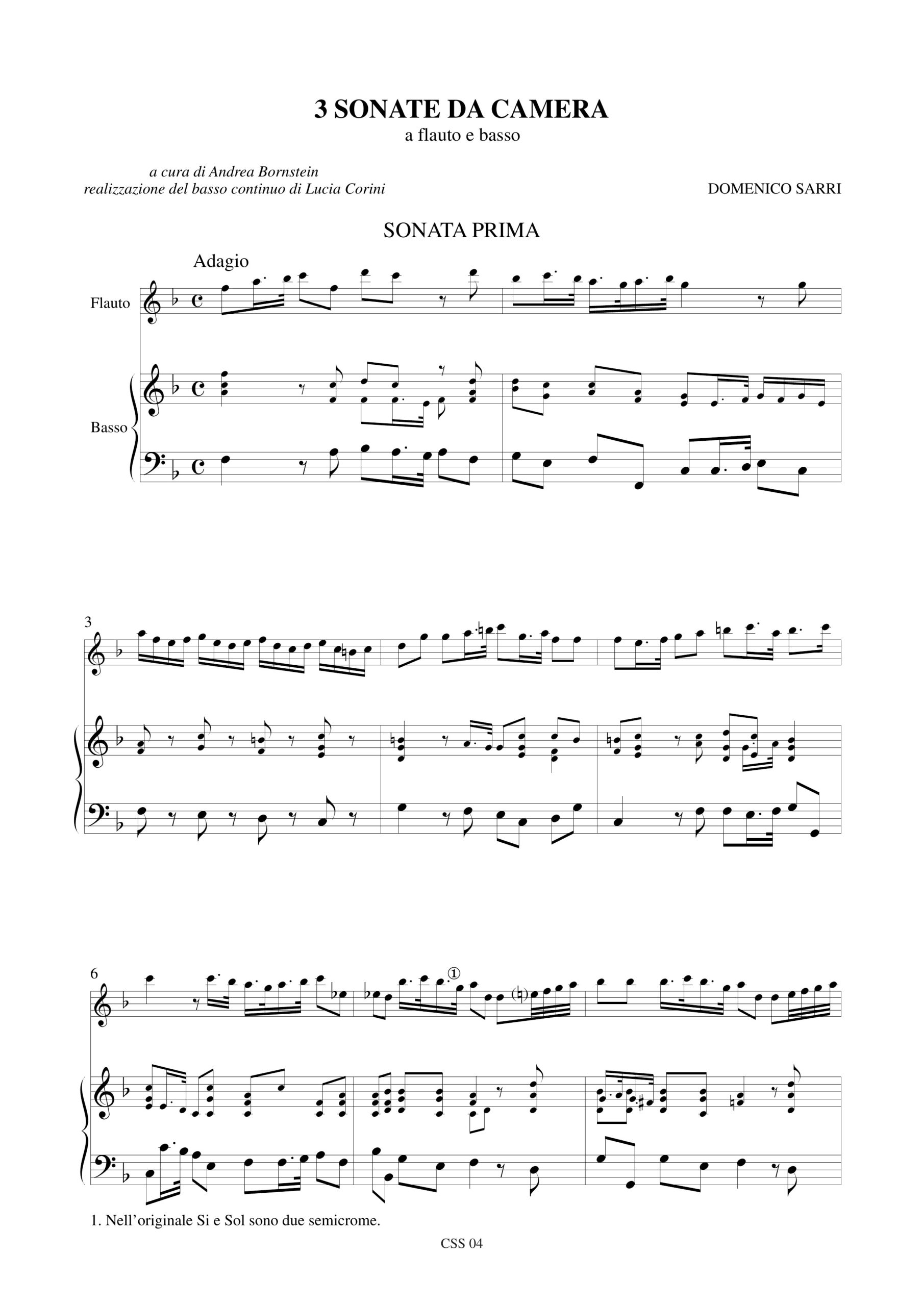 Sarri, Domenico: 3 Sonate da camera a Flauto e Basso - Image 2