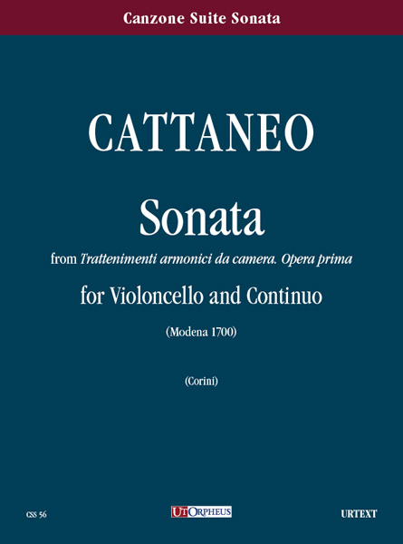 Cattaneo, Giacomo: Sonata da “Trattenimenti armonici da camera”. Opera prima (Modena 1700) per Violoncello e Basso Continuo