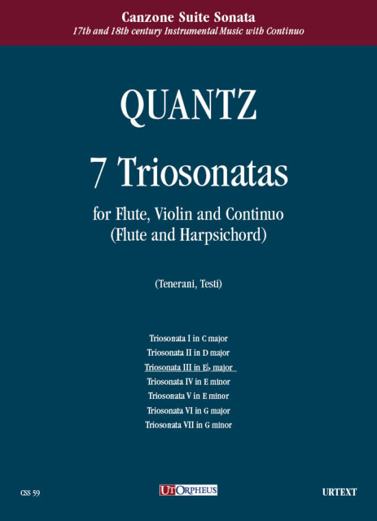 Quantz, Johann Joachim: 7 Triosonate per Flauto, Violino e Basso Continuo (Flauto e Clavicembalo) - Vol. 3: Triosonata III in Mi bemolle maggiore