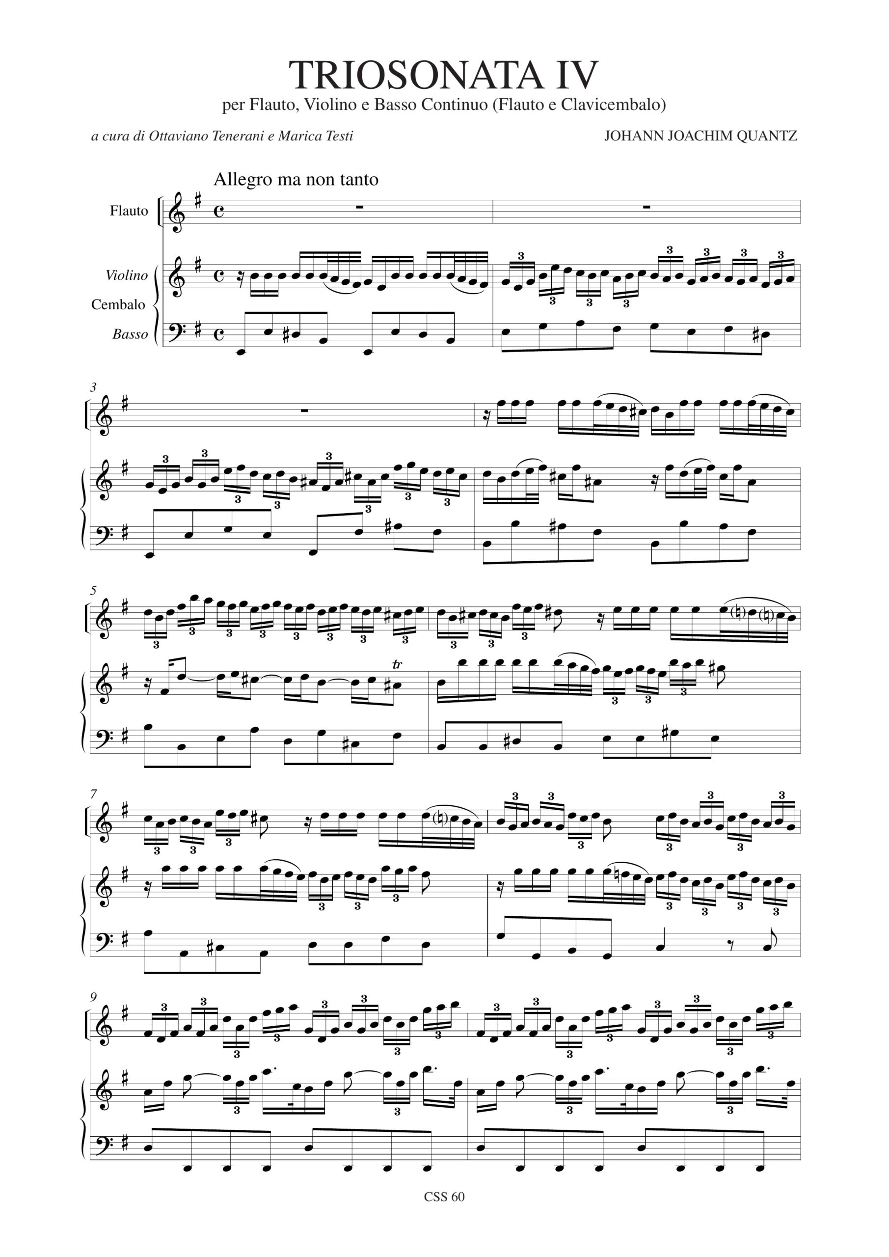 Quantz, Johann Joachim: 7 Triosonate per Flauto, Violino e Basso Continuo (Flauto e Clavicembalo) - Vol. 4: Triosonata IV in Mi minore - Image 2