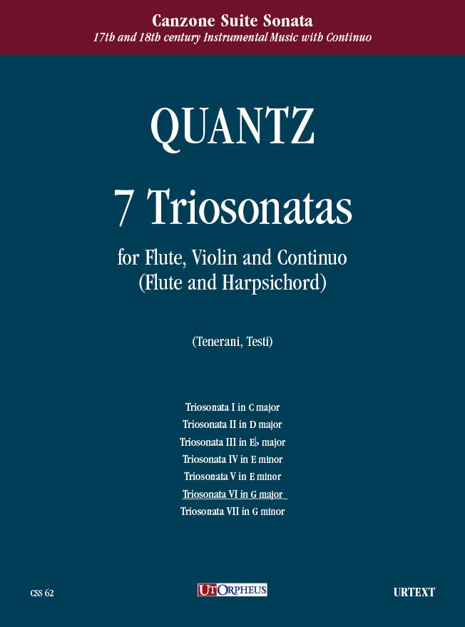 Quantz, Johann Joachim: 7 Triosonate per Flauto, Violino e Basso Continuo (Flauto e Clavicembalo) - Vol. 6: Triosonata VI in Sol maggiore
