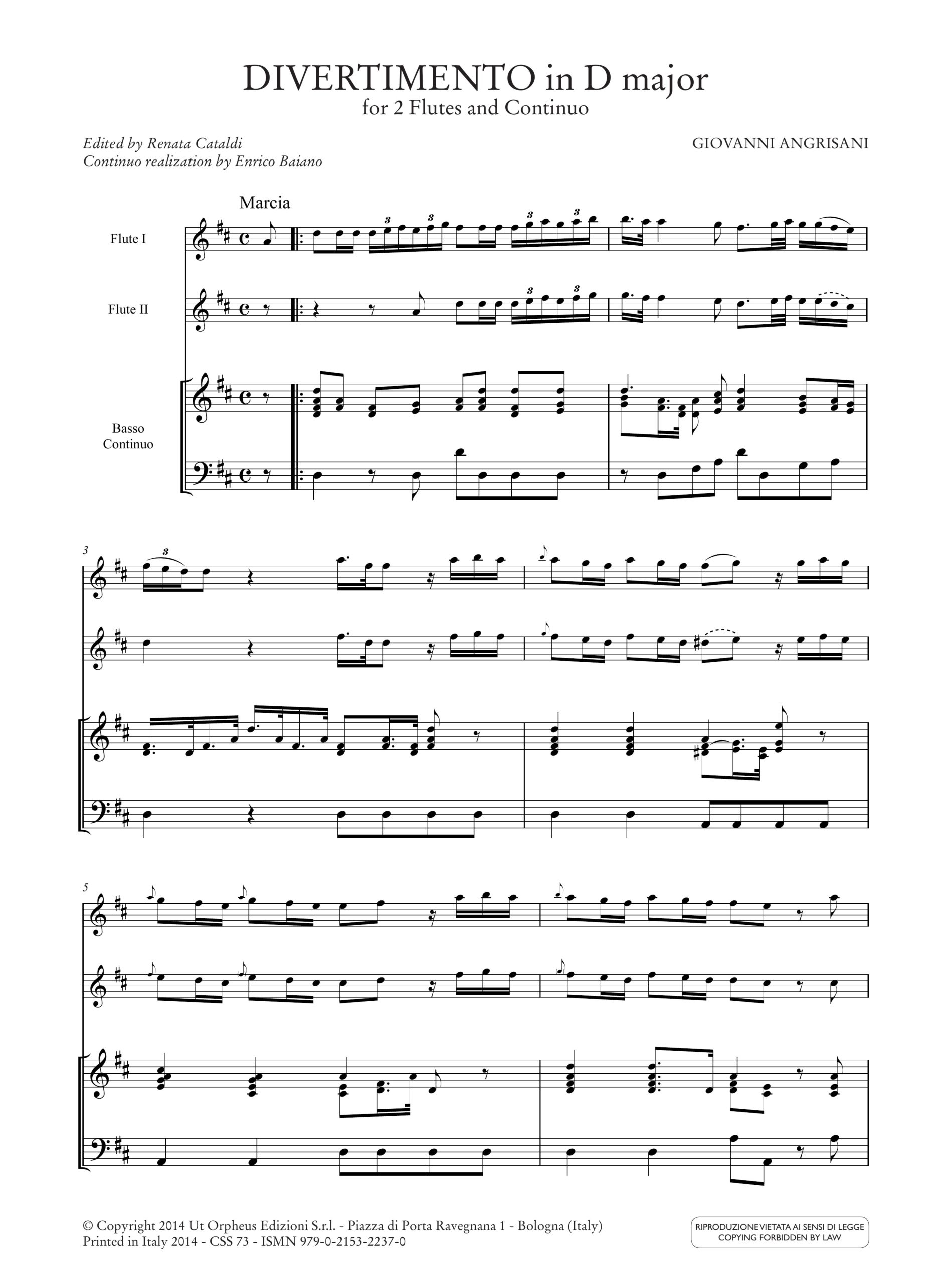 Angrisani, Giovanni: Divertimento in Re maggiore per 2 Flauti e Basso Continuo - Image 2