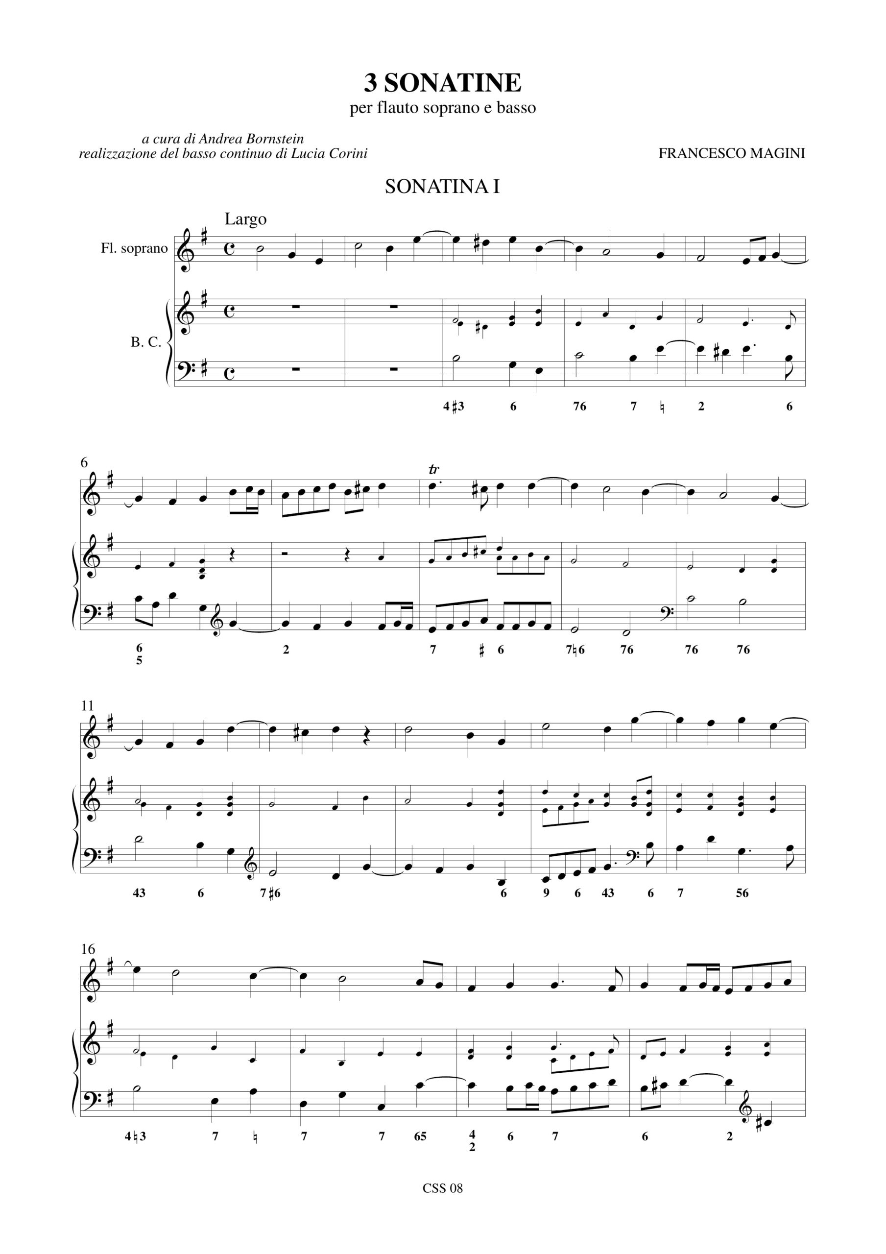 Magini, Francesco: 3 Sonatine per Flauto Dolce Soprano e Basso - Image 2