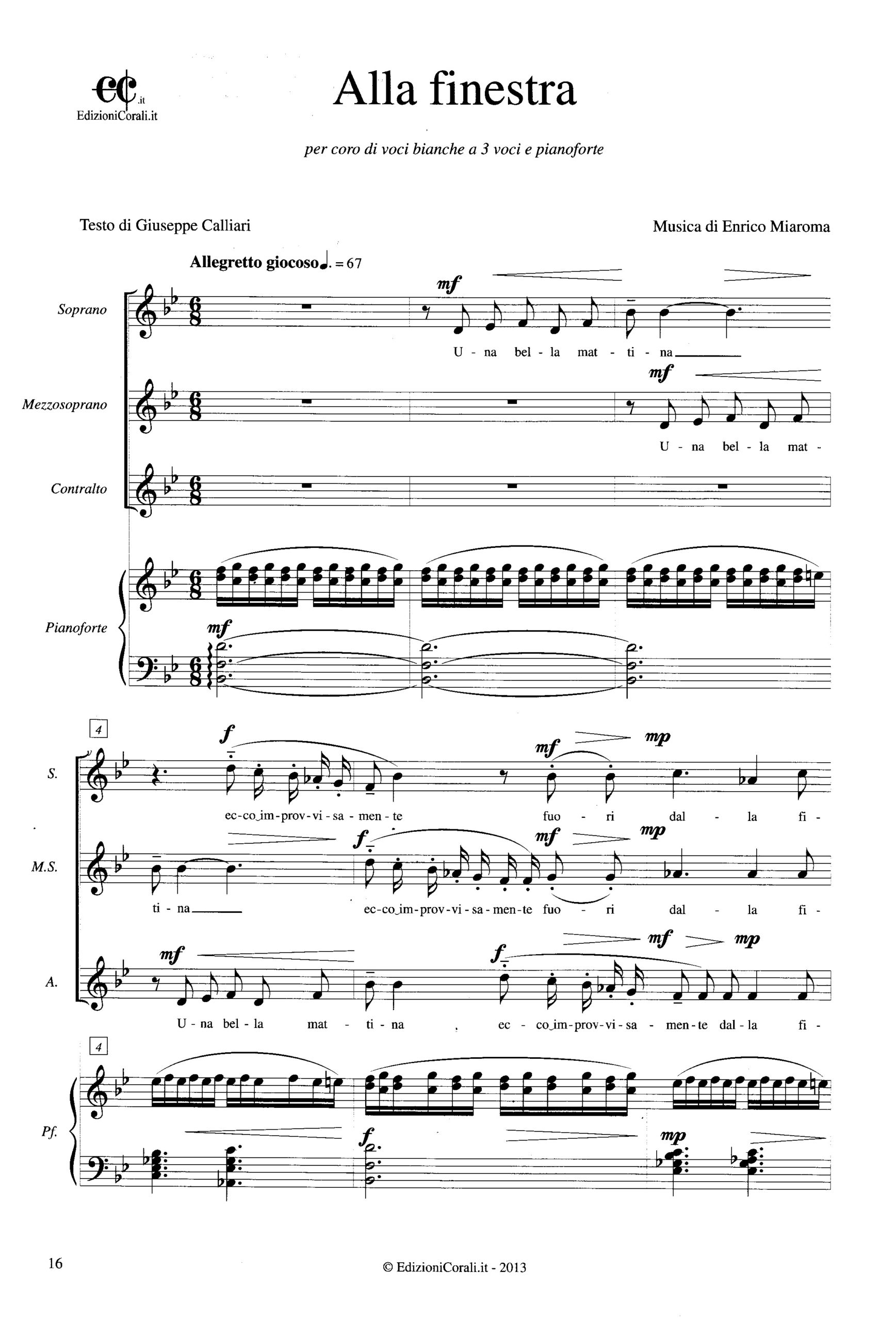 Miaroma, Enrico: Florilegio di Primavera. 8 Composizioni per Coro di voci bianche e Pianoforte - Image 2