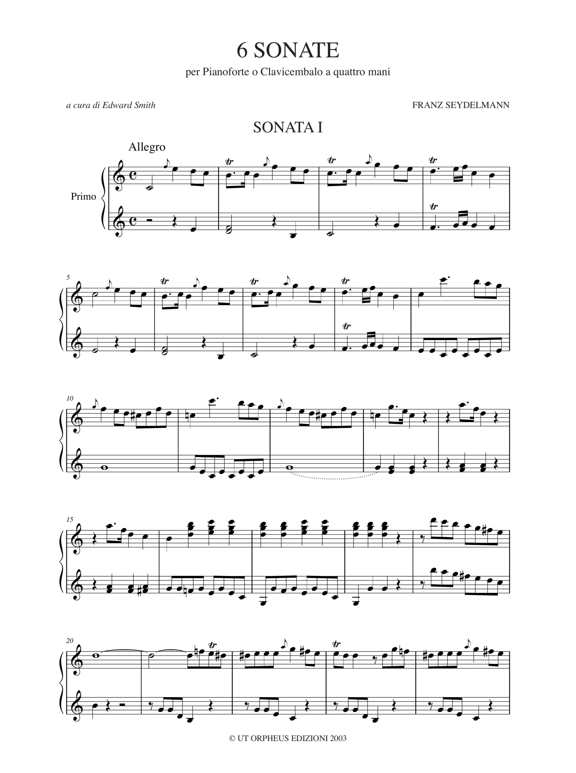 Seydelmann, Franz: 6 Sonate per Pianoforte o Clavicembalo a 4 mani - Image 3