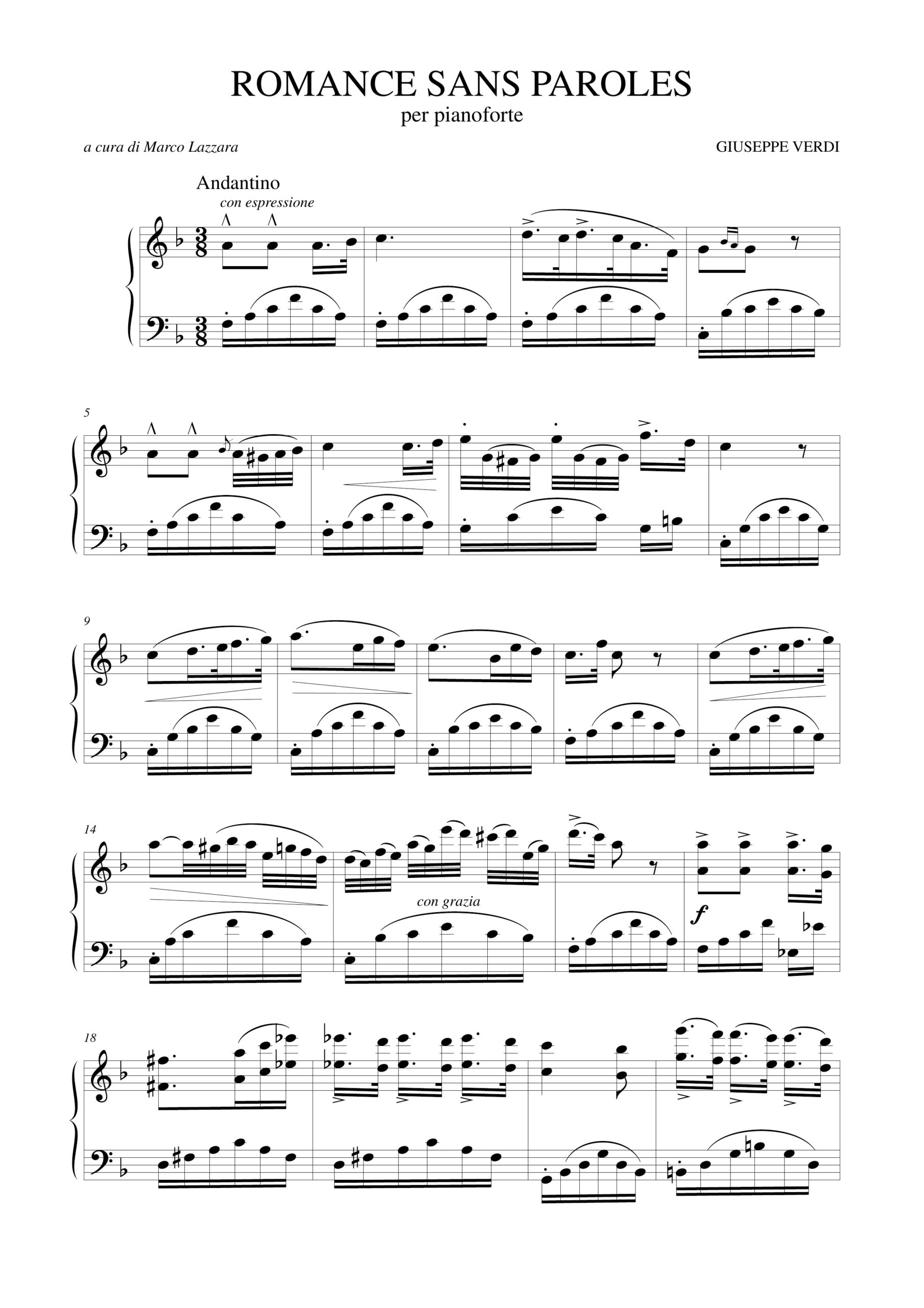 Verdi, Giuseppe: Romance sans paroles per Pianoforte - Image 2