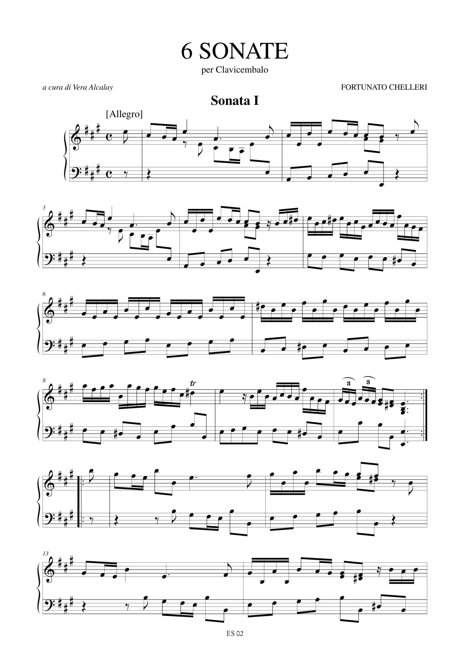 Chelleri, Fortunato: 6 Sonate (London prima metà del sec. XVIII) per Clavicembalo - Image 2