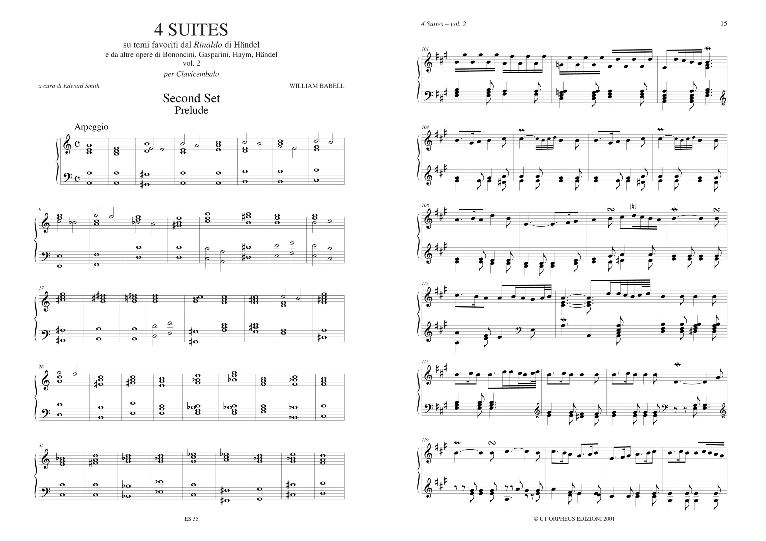 Babell, William: 4 Suites su temi favoriti dal “Rinaldo” di Händel e da altre opere di Bononcini, Gasparini, Haym, Händel per Clavicembalo - Vol. 2 - Image 2