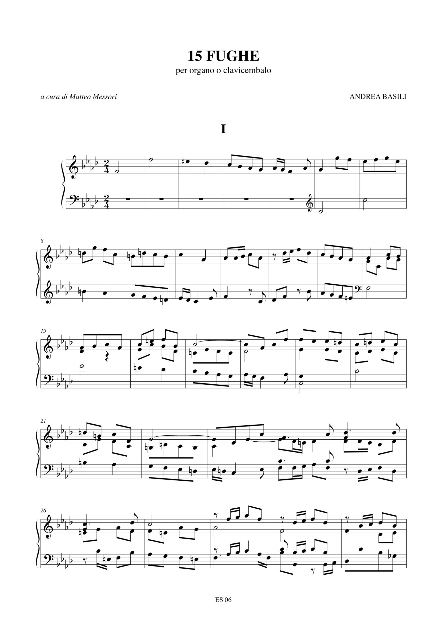 Basili, Andrea: 15 Fughe (Venezia 1776) per Organo o Clavicembalo - Image 2