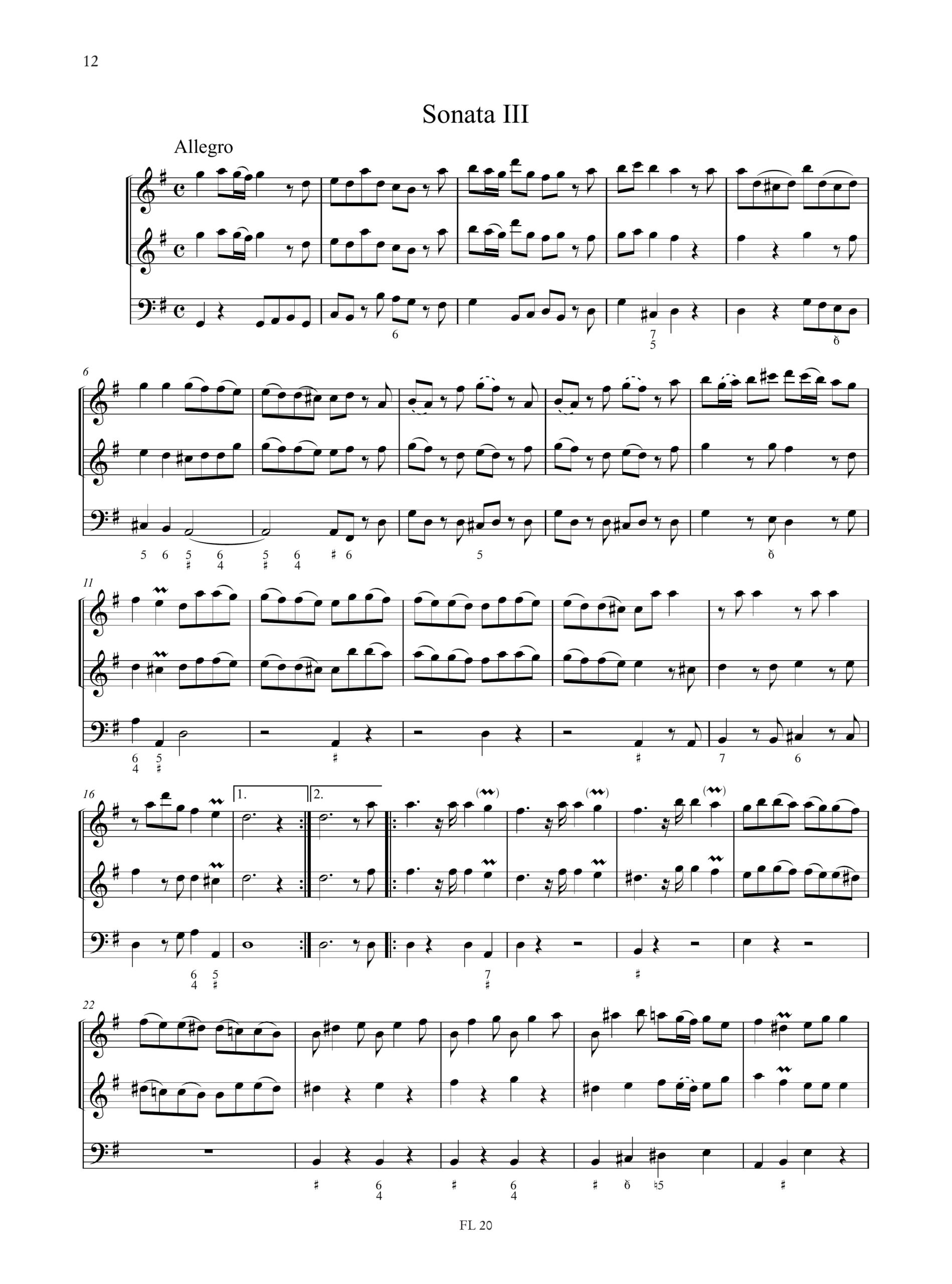 Sammartini, Giuseppe: 12 Triosonate (London 1727) per 2 Flauti Dolci Contralti (2 Violini) e Basso Continuo - Vol. 1: Sonate I-VI - Image 4