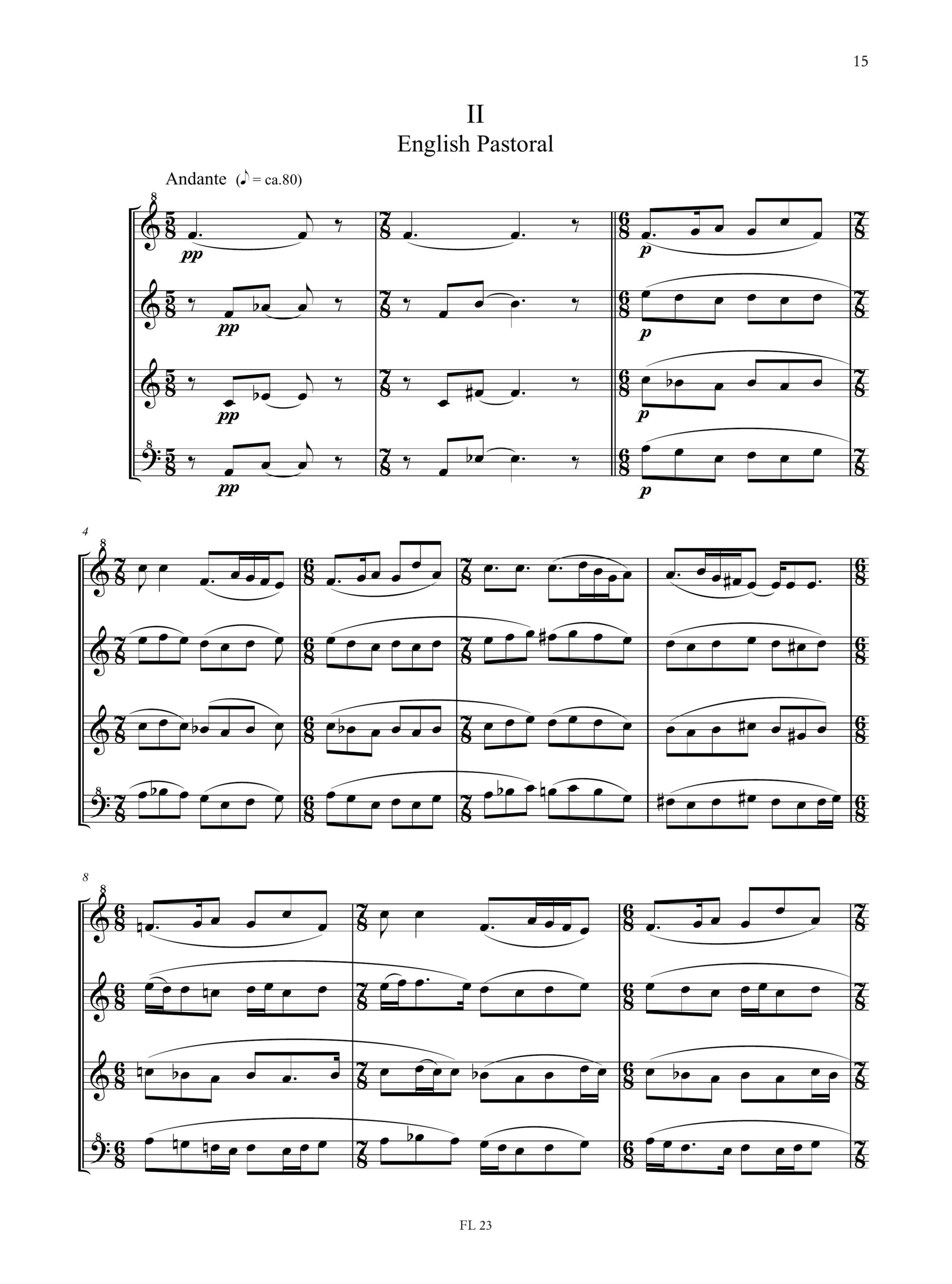 Ueno, Koji: Quartetto Pastorale per Quartetto di Flauti Dolci (SATB) (2009) - Image 3